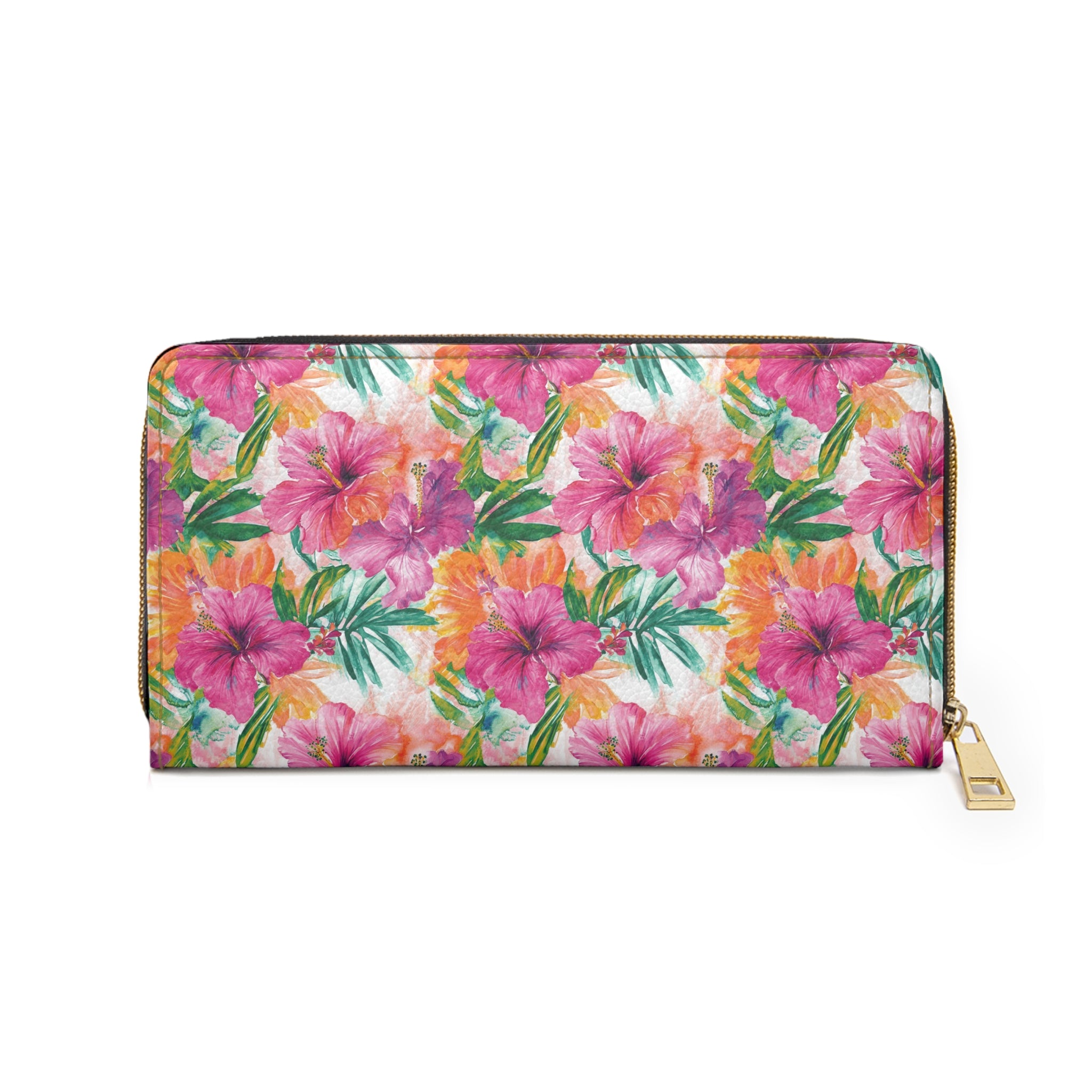 Pink Tropical Floral Vegan Leather Wallet, Wallet for Women, Summer Accessory, Gifts for Her, Travel Wallet, Colorful Clutch