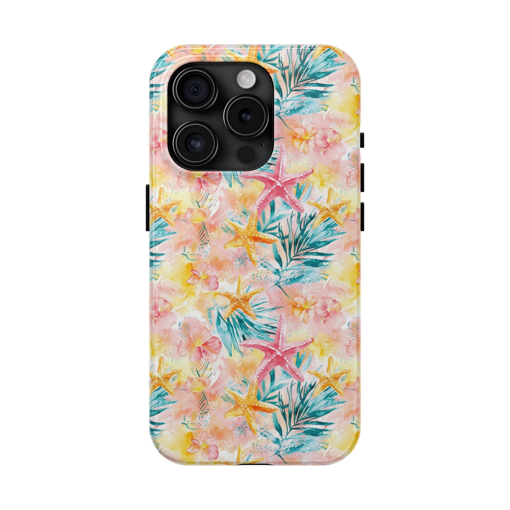 Pink Tropical Starfish- Floral Tough Phone Case - Durable Protection with a Beach Vibe, Perfect Gift for Summer Lovers, Ideal for Vacation, Fun, Stylish