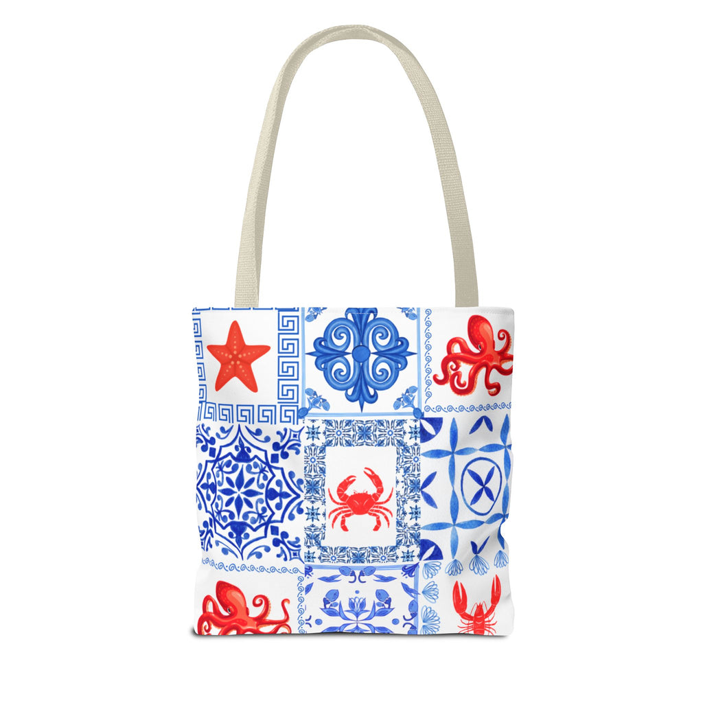 Greek Sea - Ocean-Inspired Tote Bag, Nautical Style, Beach Bags, Gift for Her, Summer Accessory, Trendy Shopping Tote, AOP Design