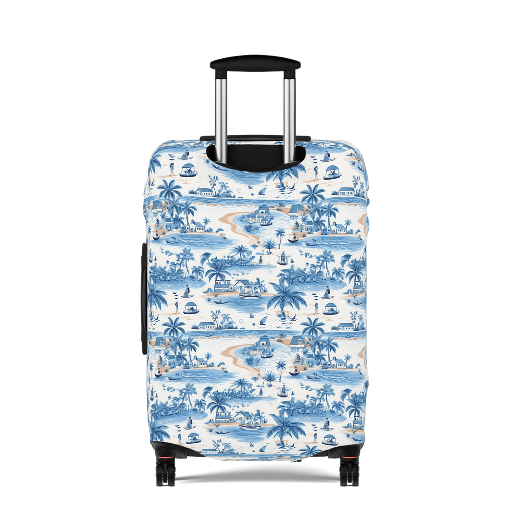 Tropical Blue- Chic Travel Luggage Cover | Stylish Case for Suitcase, Travel Accessory, Gift for Travelers, Personalized Luggage Protection