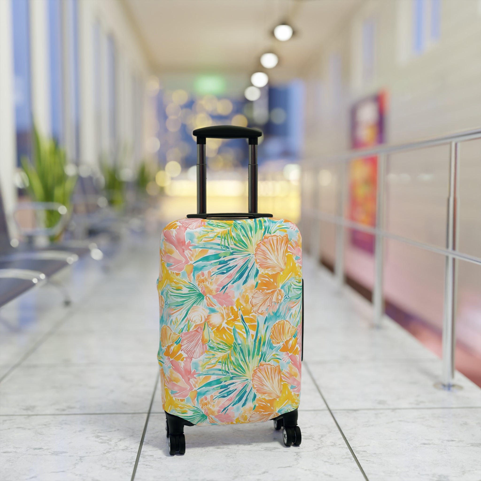 Neon Tropics - Luggage Cover, Vibrant Travel Accessory, Tropical Vacation Essential, Unique Suitcase Protector, Gifts for Travelers