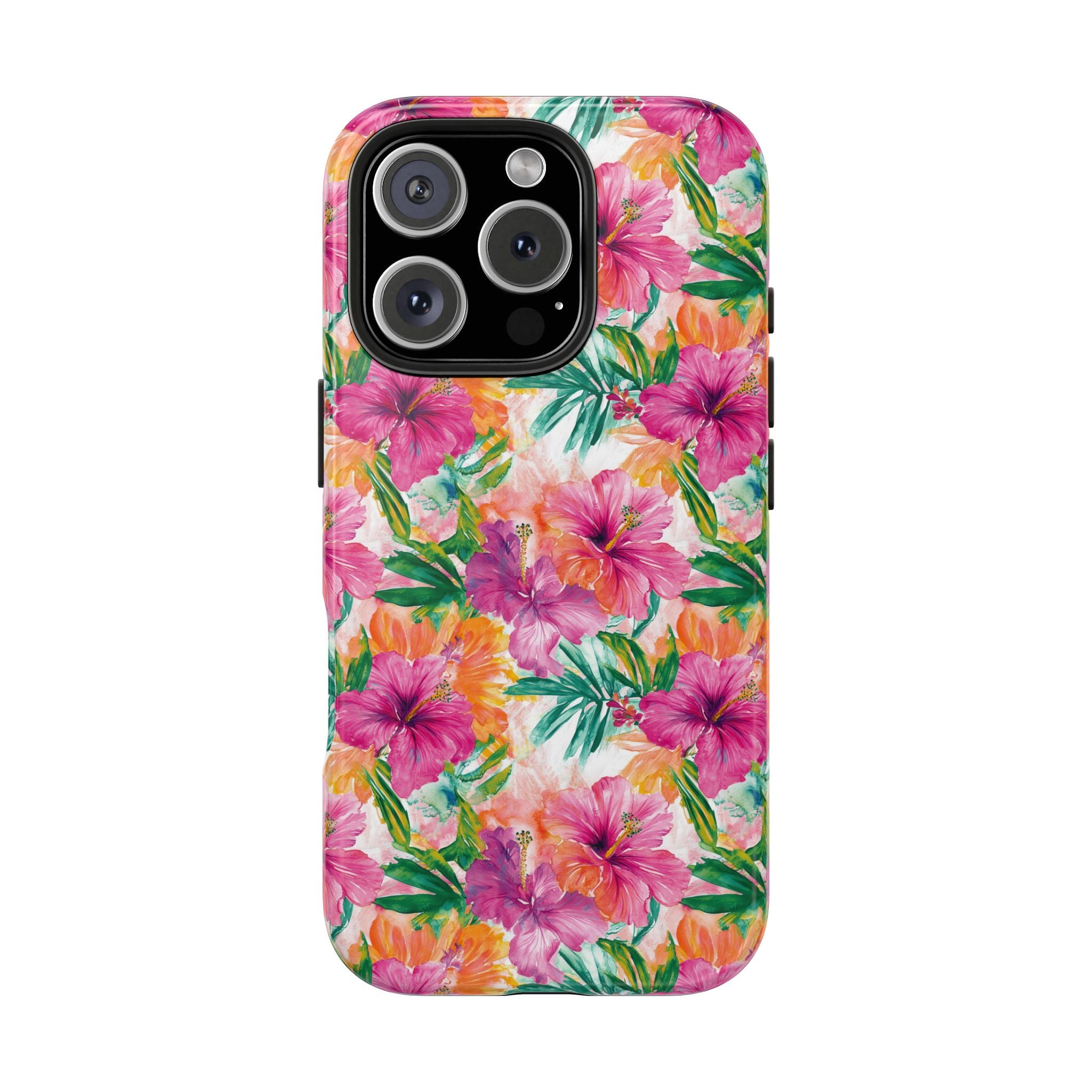 Pink Tropical Floral Phone Case, Tough Waterproof Cover, Summer Vibe Gift, Durable Tech Accessory, Floral Pattern for iPhone, Chic, Stylish