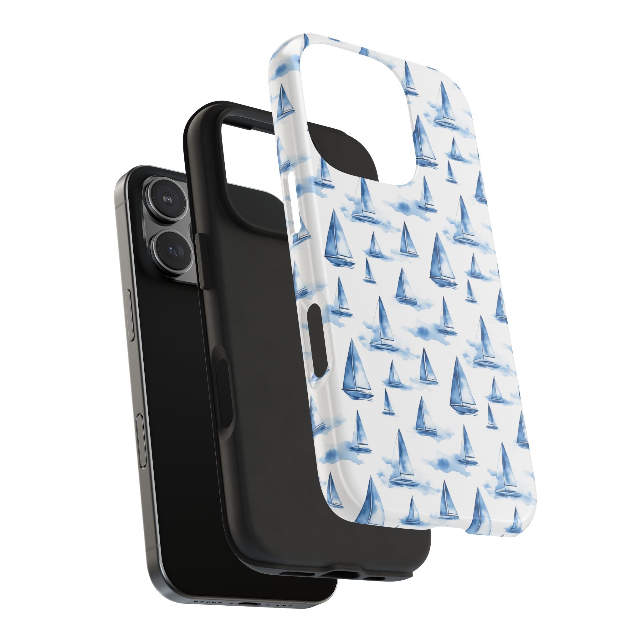 Blue Sailboat Phone Case - Nautical Tough Cover, Summer Gift, Ocean Lover Accessory, Unique Phone Protection, Beach Vibes