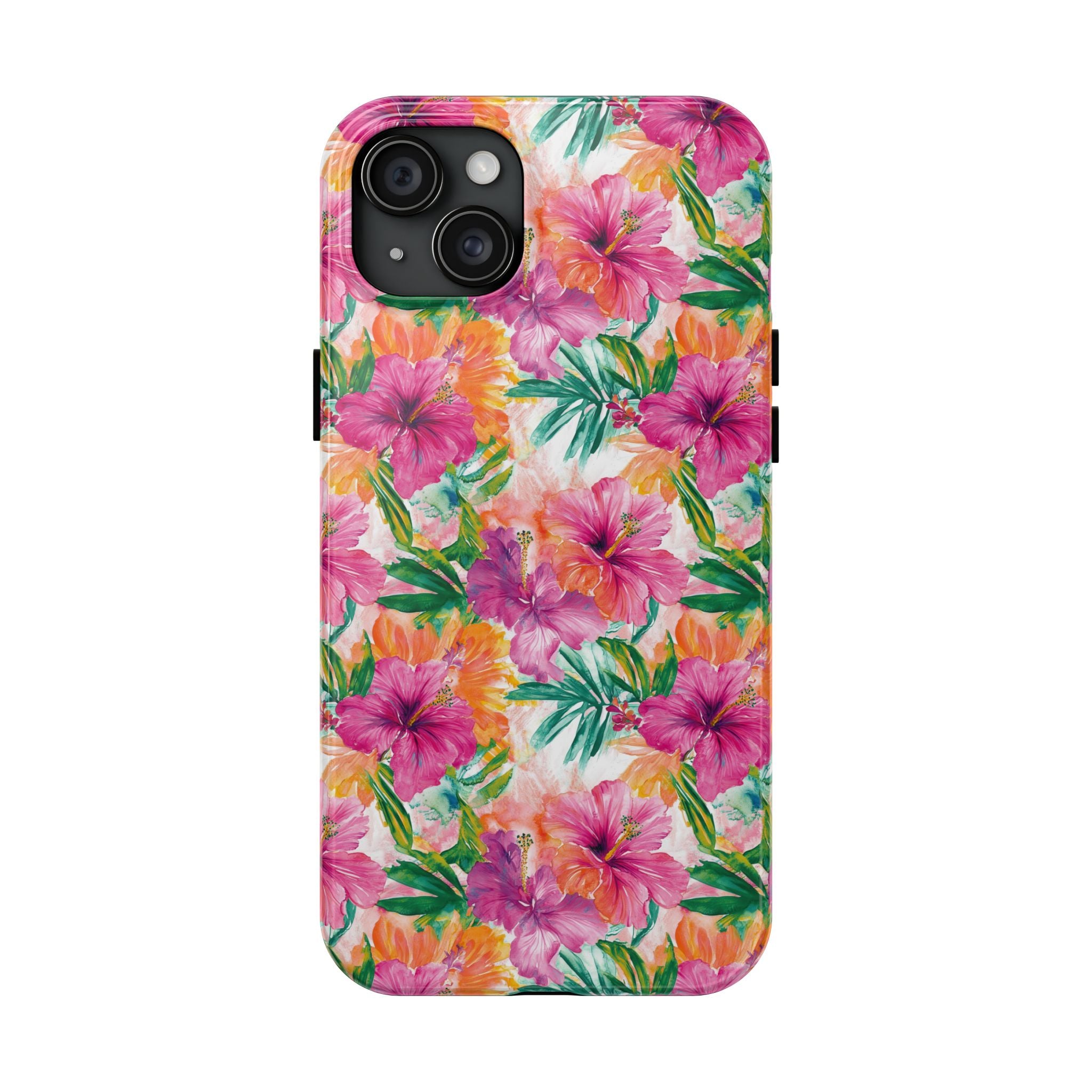 Pink Tropical Floral Phone Case, Tough Waterproof Cover, Summer Vibe Gift, Durable Tech Accessory, Floral Pattern for iPhone, Chic, Stylish