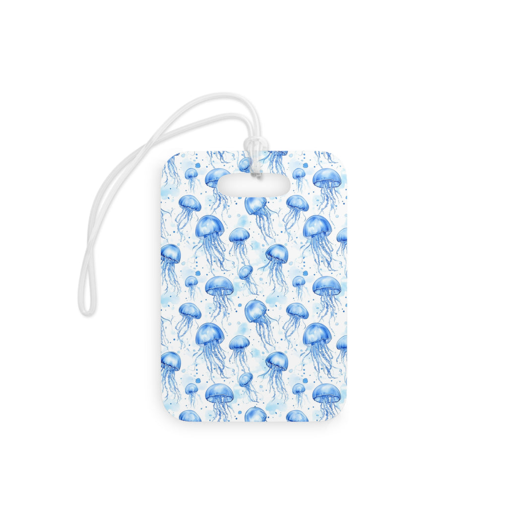 Blue Jellyfish Luggage Tag, Travel Accessories, Luggage, Vacation must have, Beach Vacation Supplies, Luggage Tag, Square or Round