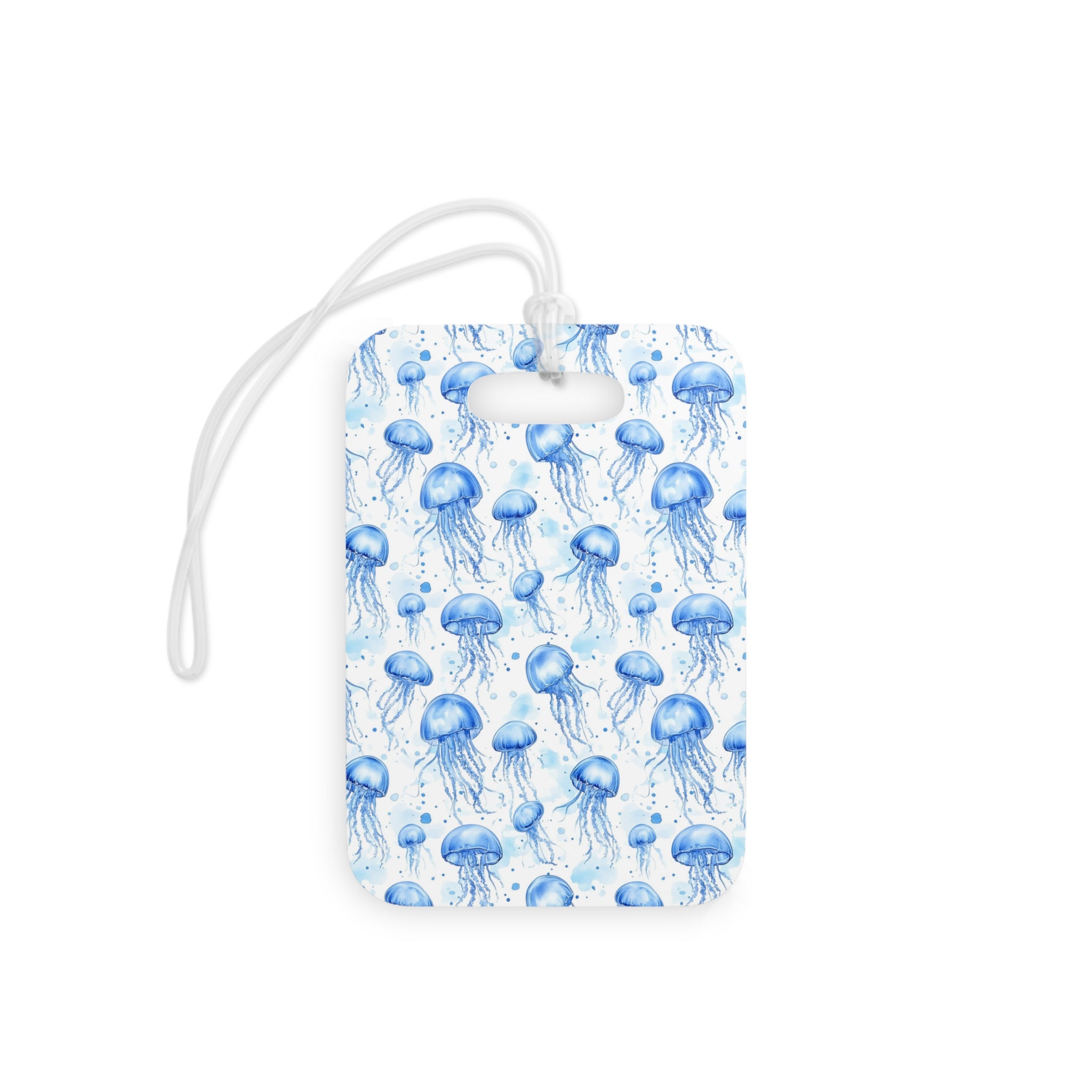 Blue Jellyfish Luggage Tag, Travel Accessories, Luggage, Vacation must have, Beach Vacation Supplies, Luggage Tag, Square or Round