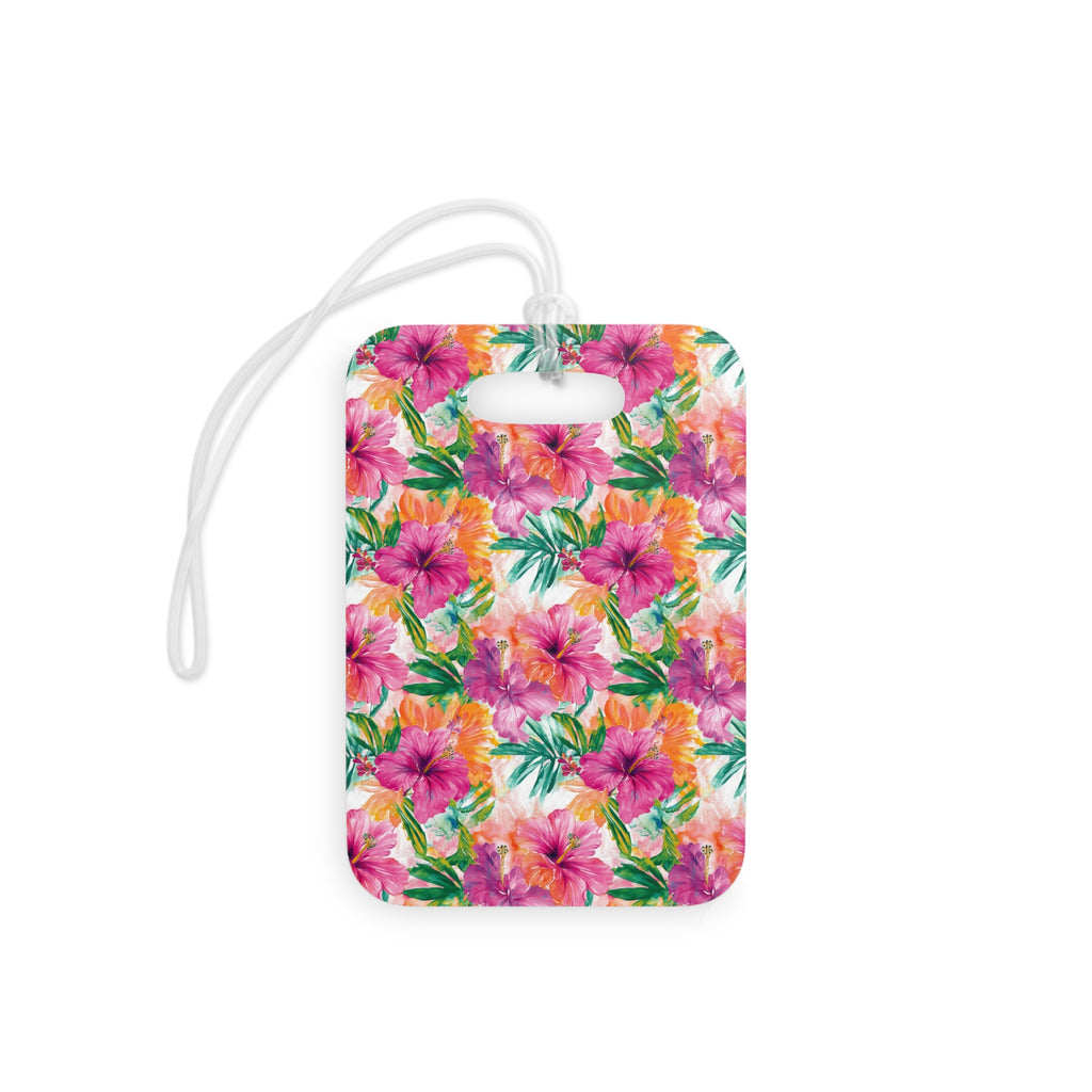 Pink Tropical Floral Luggage Tag, Travel Accessories, Luggage, Vacation must have, Beach Vacation Supplies
