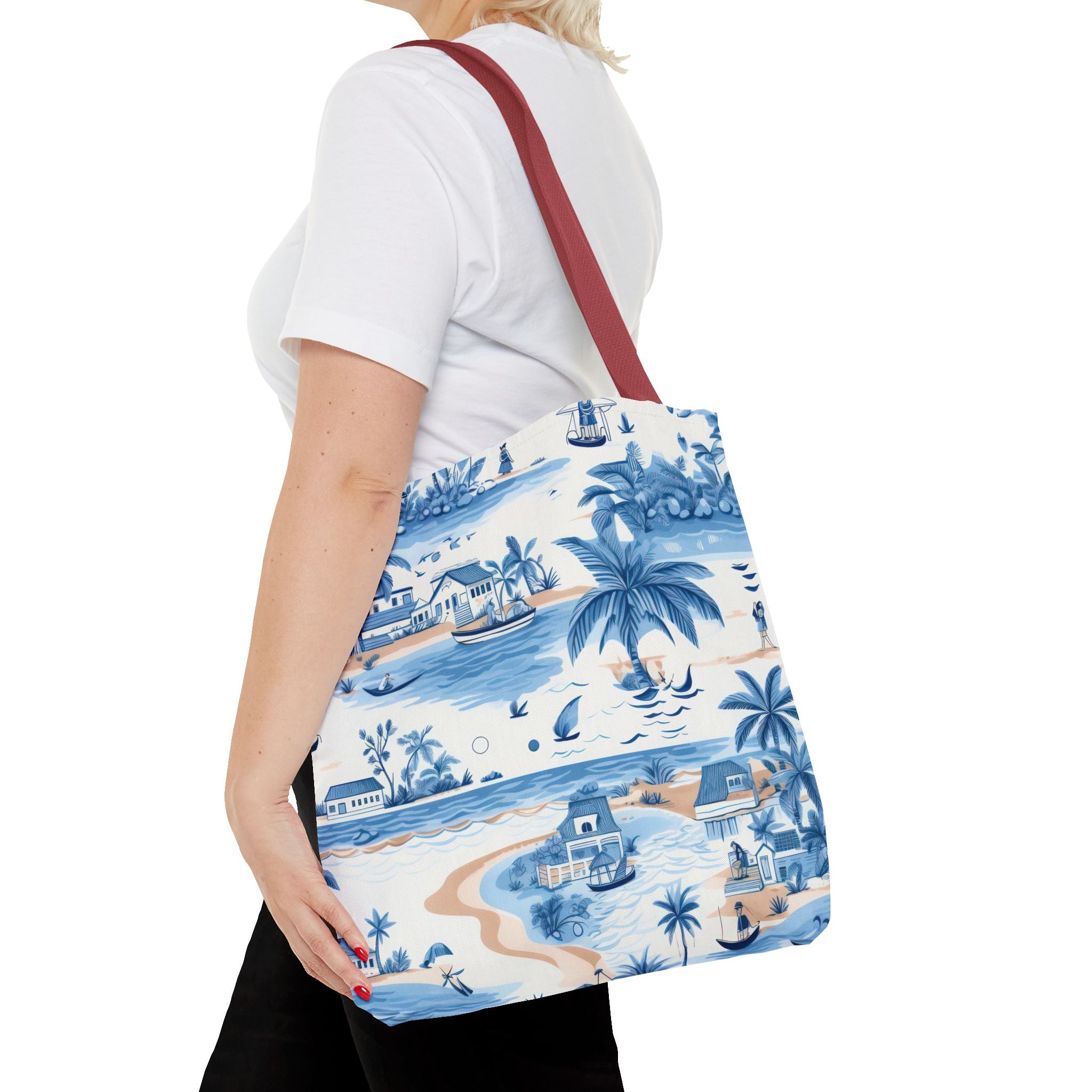 tropical Blue- Coastal Blue Tote Bag - Beach Vibes, Summer Travel, Eco-Friendly Shopping, Vacation Essentials, Gift for Ocean Lovers
