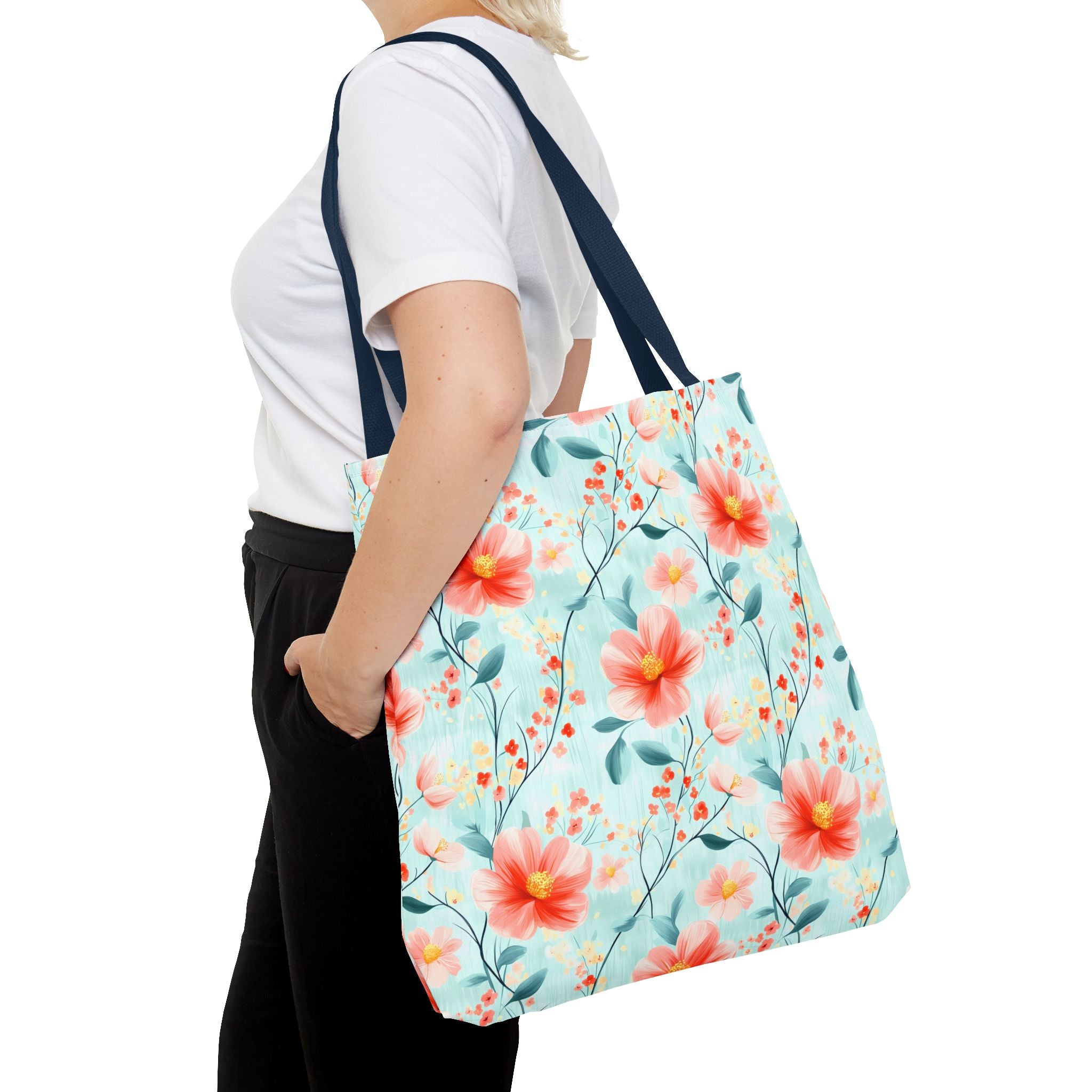 Teal Daisy - Floral Tote Bag, Boho Chic Carryall, Beach Bag, Gifts for Her, Spring Fashion Accessory, Eco-Friendly Shopping Bag
