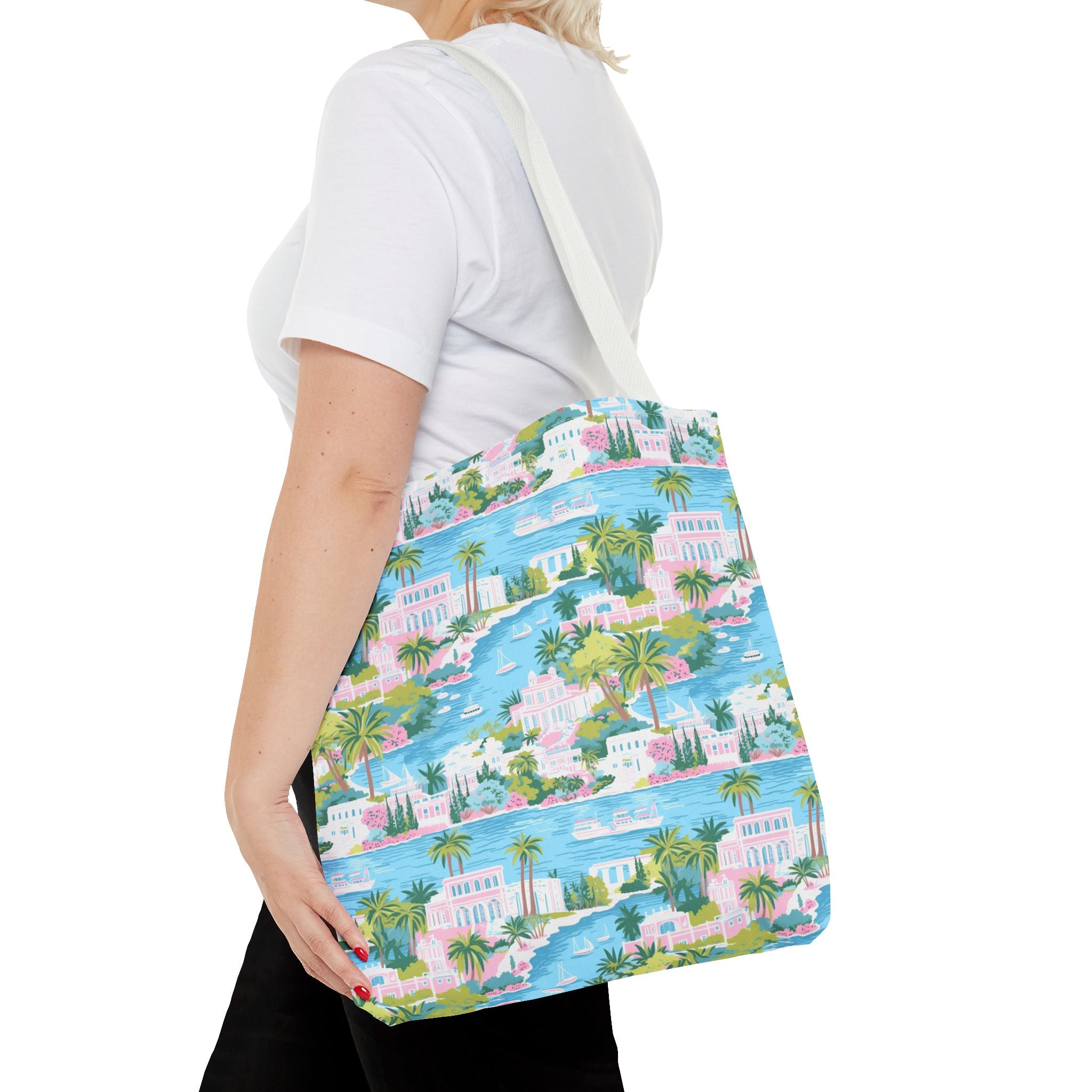 Greek Island - Tropical Paradise Tote Bag, Beach Bag, Eco-Friendly Shopping Bag, Summer Vibes Handbag, Vacation Essentials, Gift for Travelers