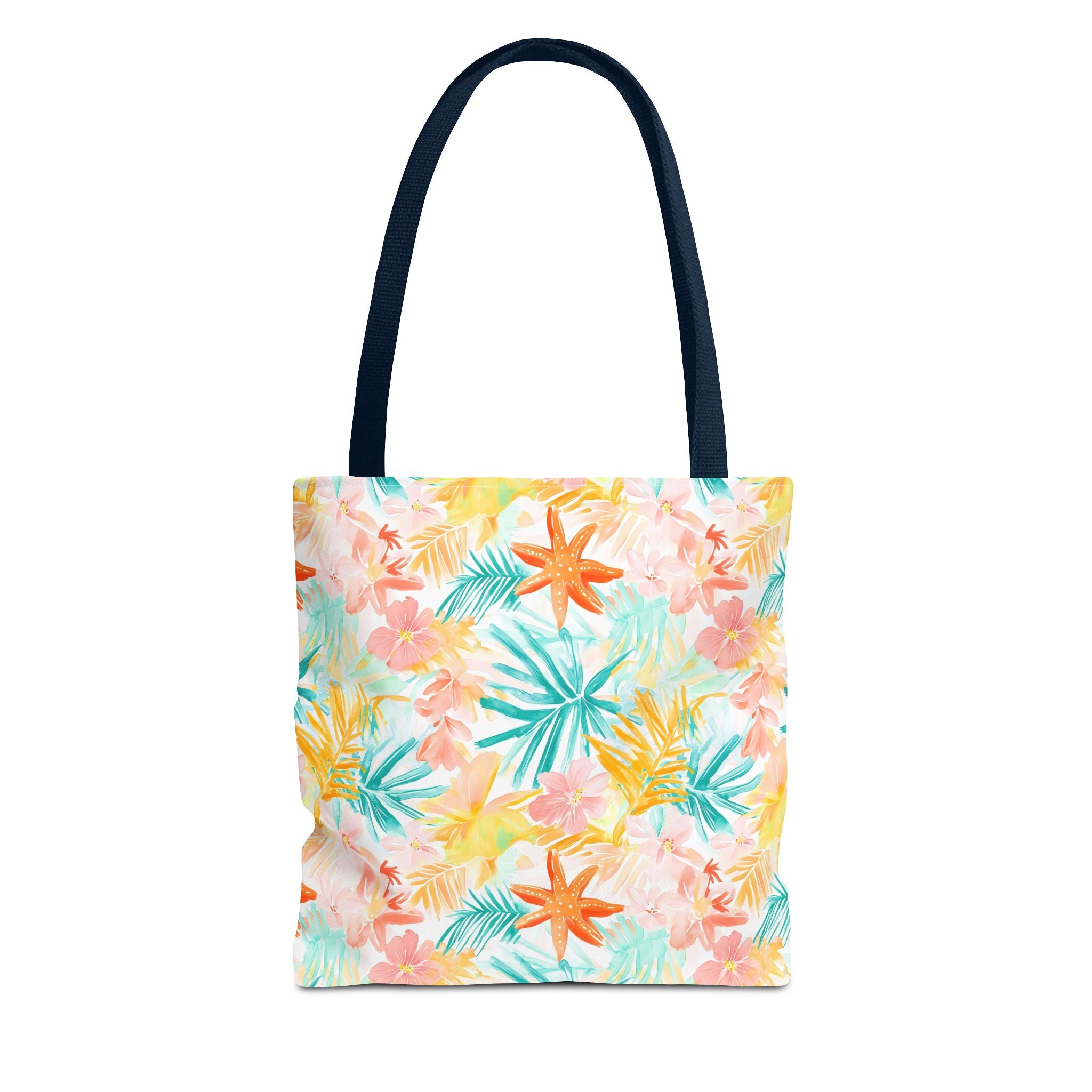 Tropical Starfish- Floral Tote Bag, Summer Beach Bag, Eco-Friendly Shopping Tote, Reusable Grocery Bag, Gift for Her