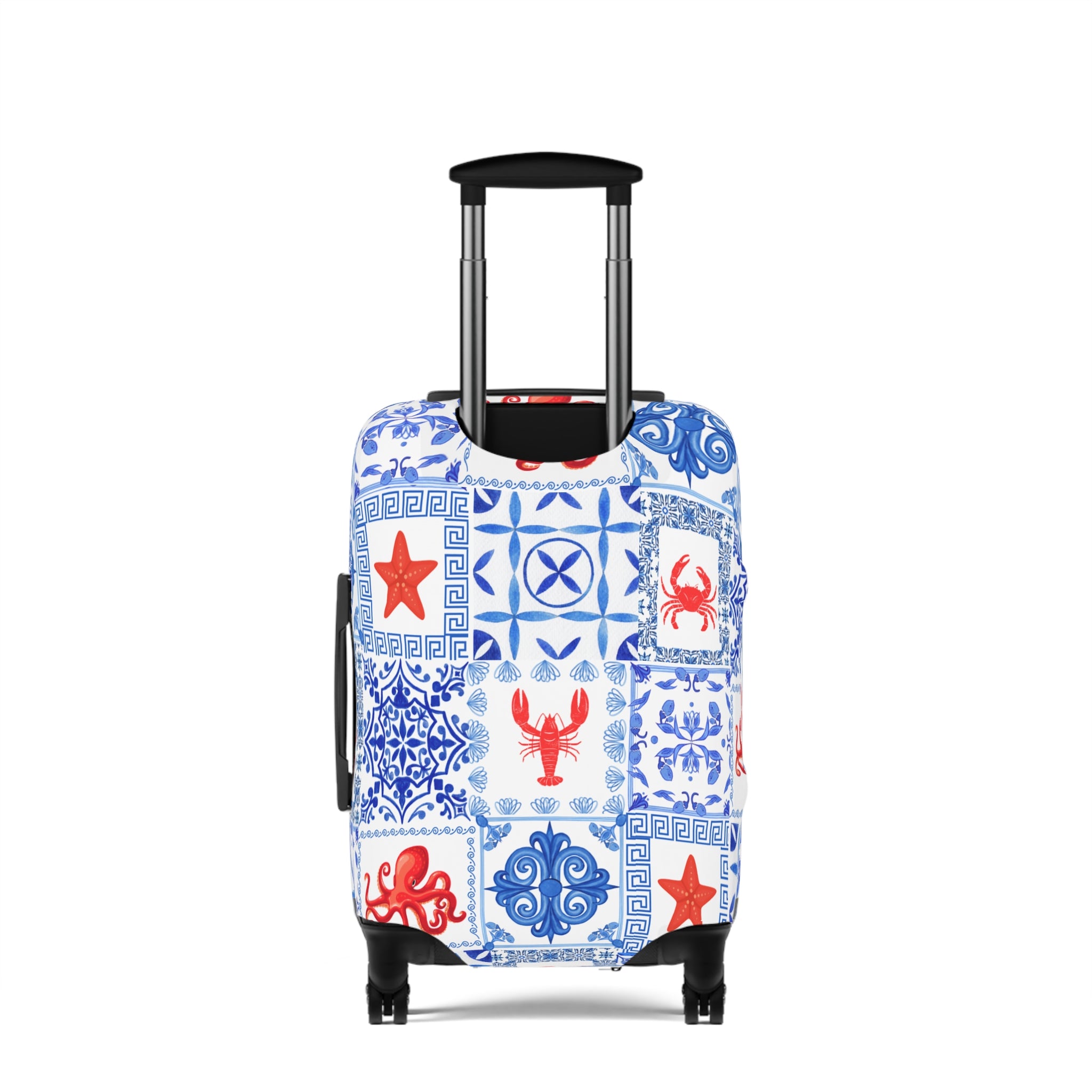 Greek Sea - Stylish Luggage Cover with Nautical Patterns, Travel Accessory, Suitcase Protector, Beach Vacation Gear, Lobster Design