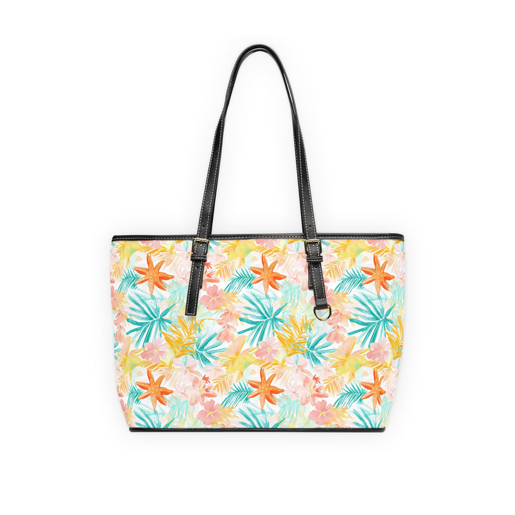 Tropical Starfish- PU Leather Shoulder Bag - Perfect for Day Trips, Beach Outings, or Vacation - Stylish Tote, Summer Handbag, Gift for Her