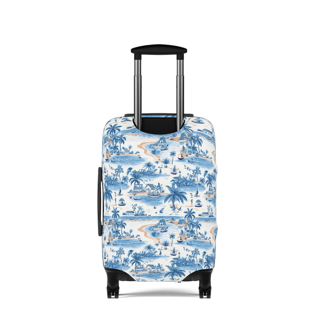 Tropical Blue- Chic Travel Luggage Cover | Stylish Case for Suitcase, Travel Accessory, Gift for Travelers, Personalized Luggage Protection