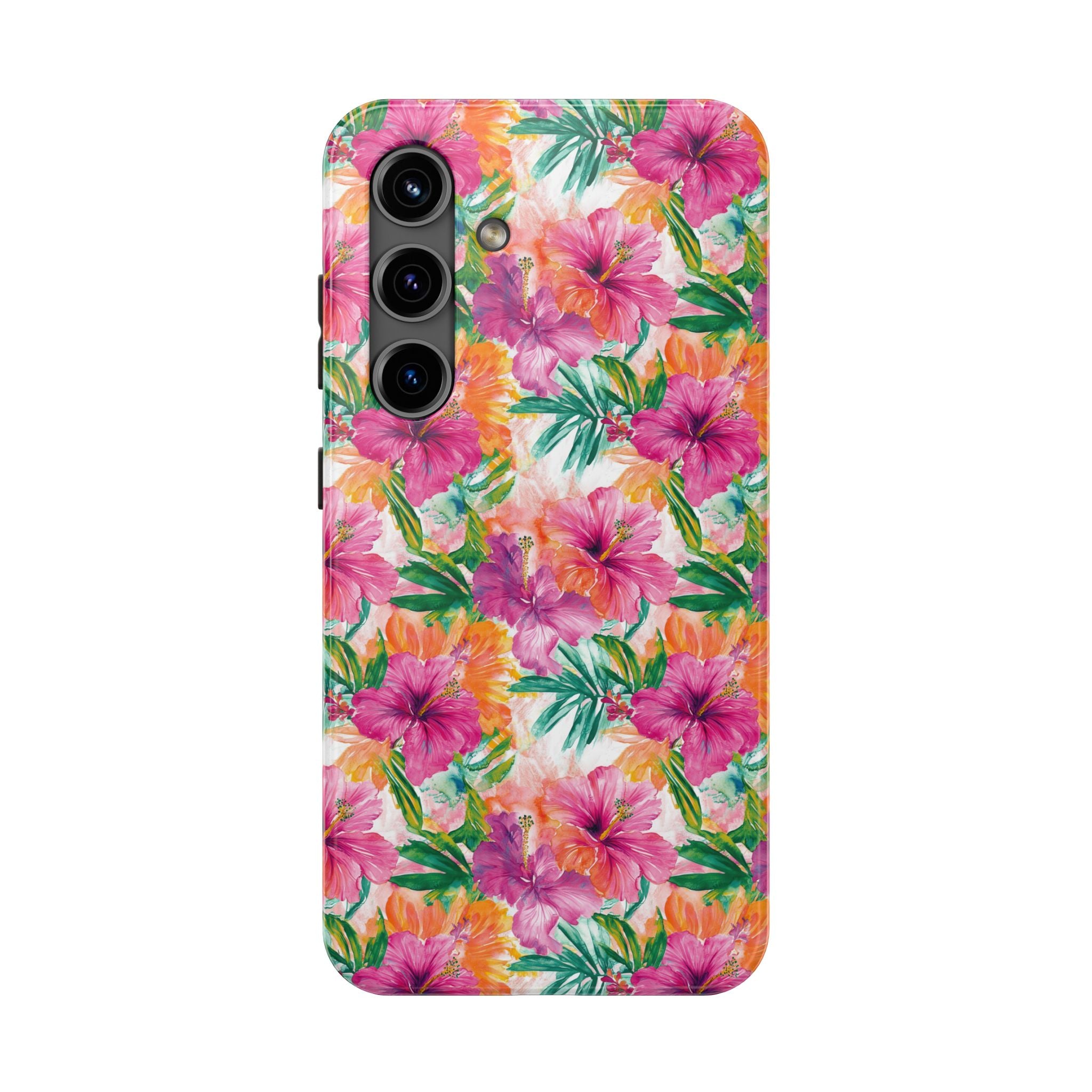 Pink Tropical Floral Phone Case, Tough Waterproof Cover, Summer Vibe Gift, Durable Tech Accessory, Floral Pattern for iPhone, Chic, Stylish