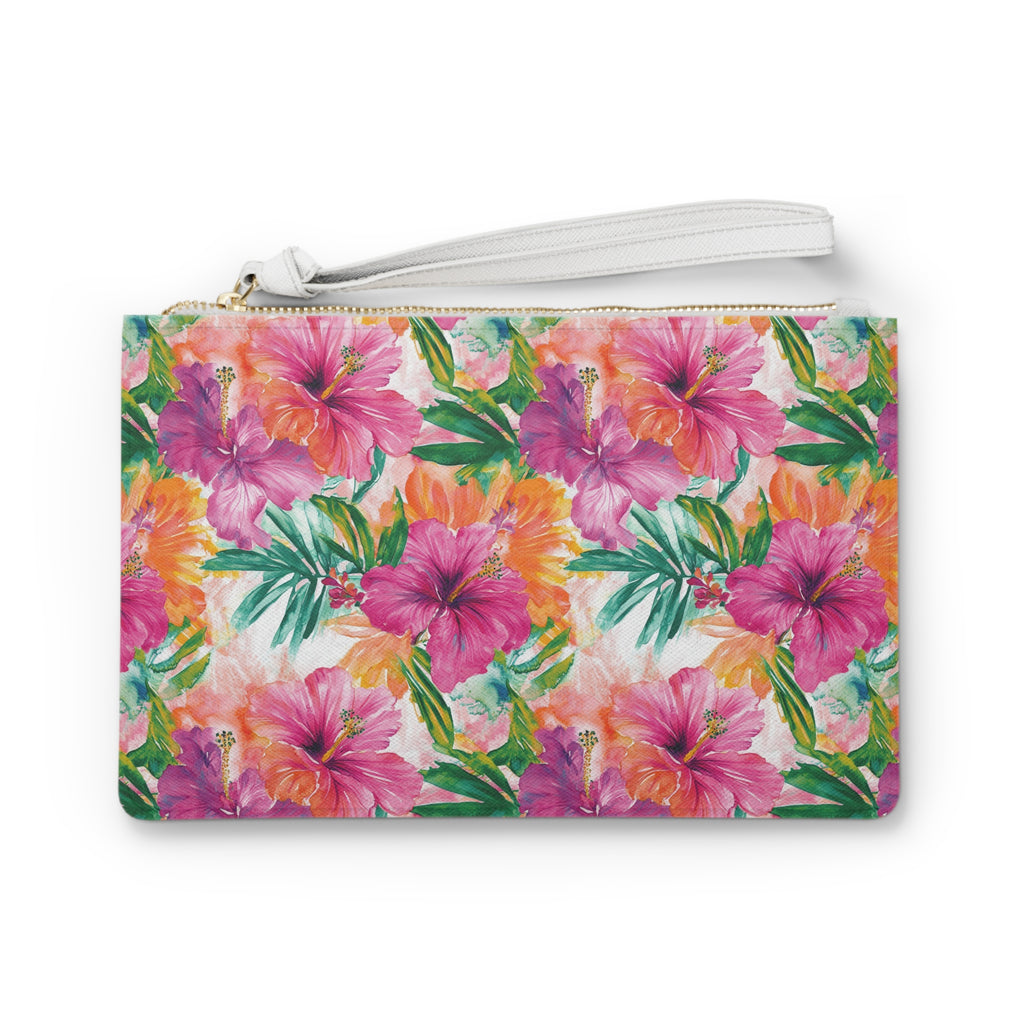 Pink Tropical Floral Clutch Bag, Summer Accessory, Vacation Purse, Gift for Her, Beach Bag, Party Ready