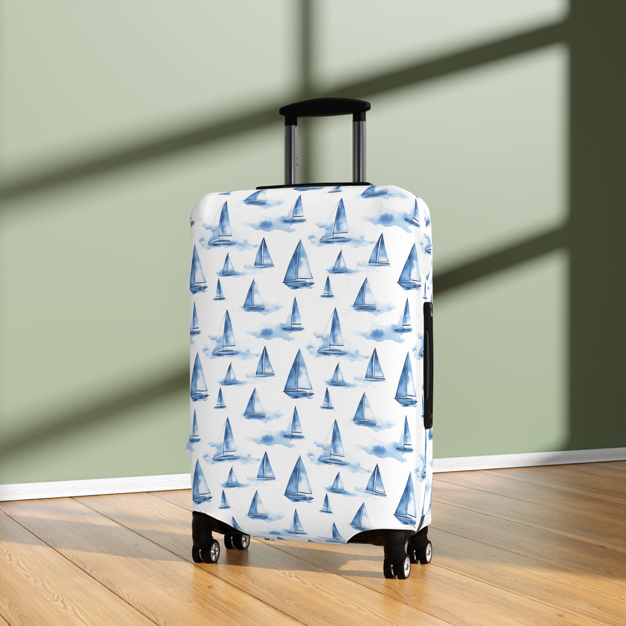 Blue Sailboat - Watercolor Sailboat Luggage Cover - Travel Accessory, Nautical Theme, Vacation Essentials, Personalized Luggage Sleeve, Gift Idea