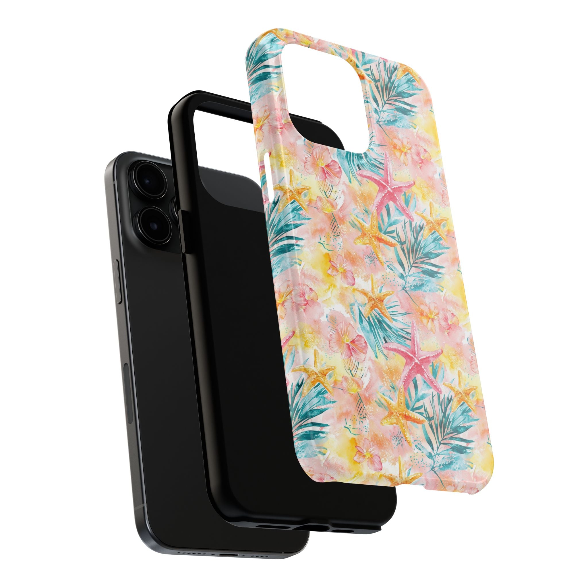 Pink Tropical Starfish- Floral Tough Phone Case - Durable Protection with a Beach Vibe, Perfect Gift for Summer Lovers, Ideal for Vacation, Fun, Stylish