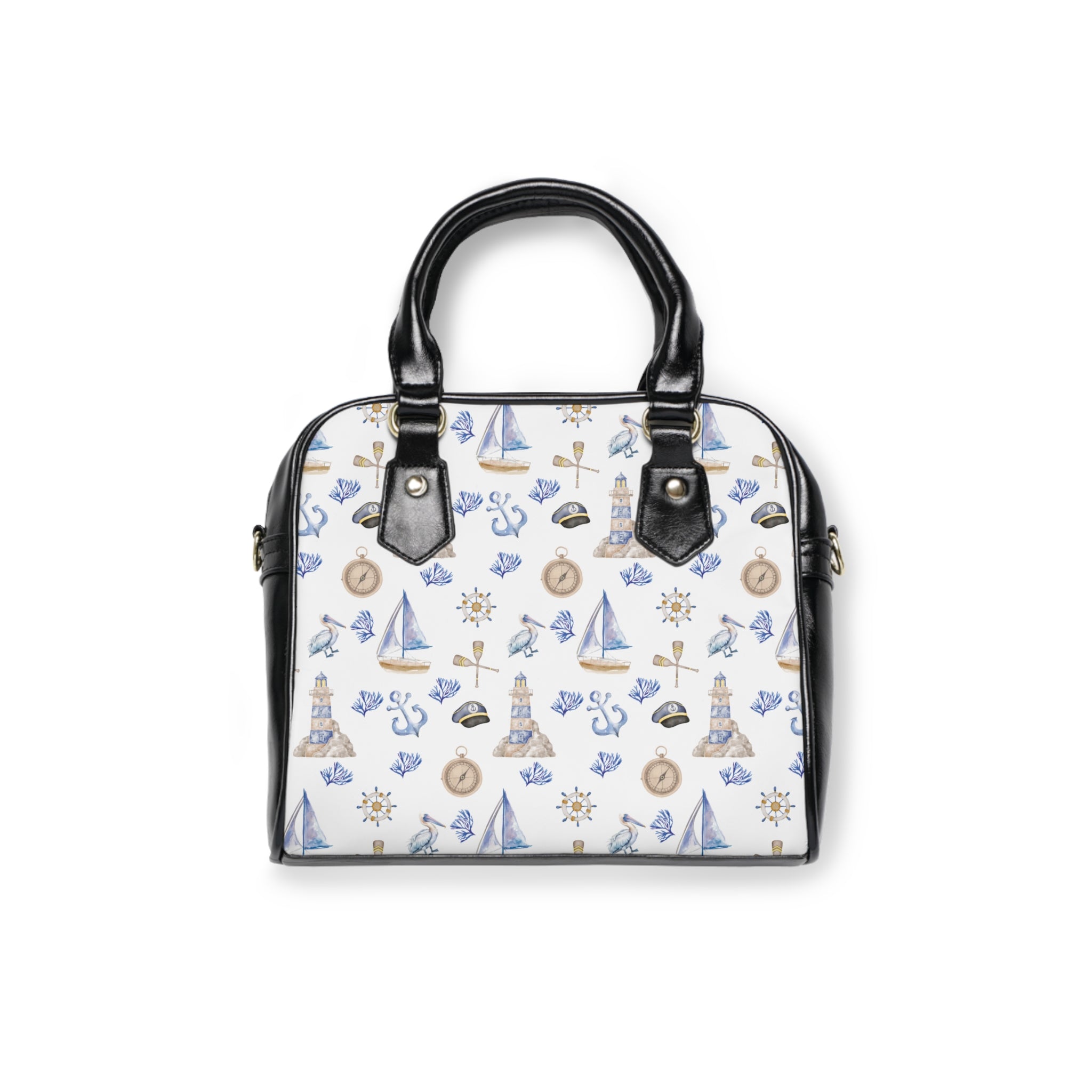 Sail Away- Shoulder Handbag, sailboat and light house pattern