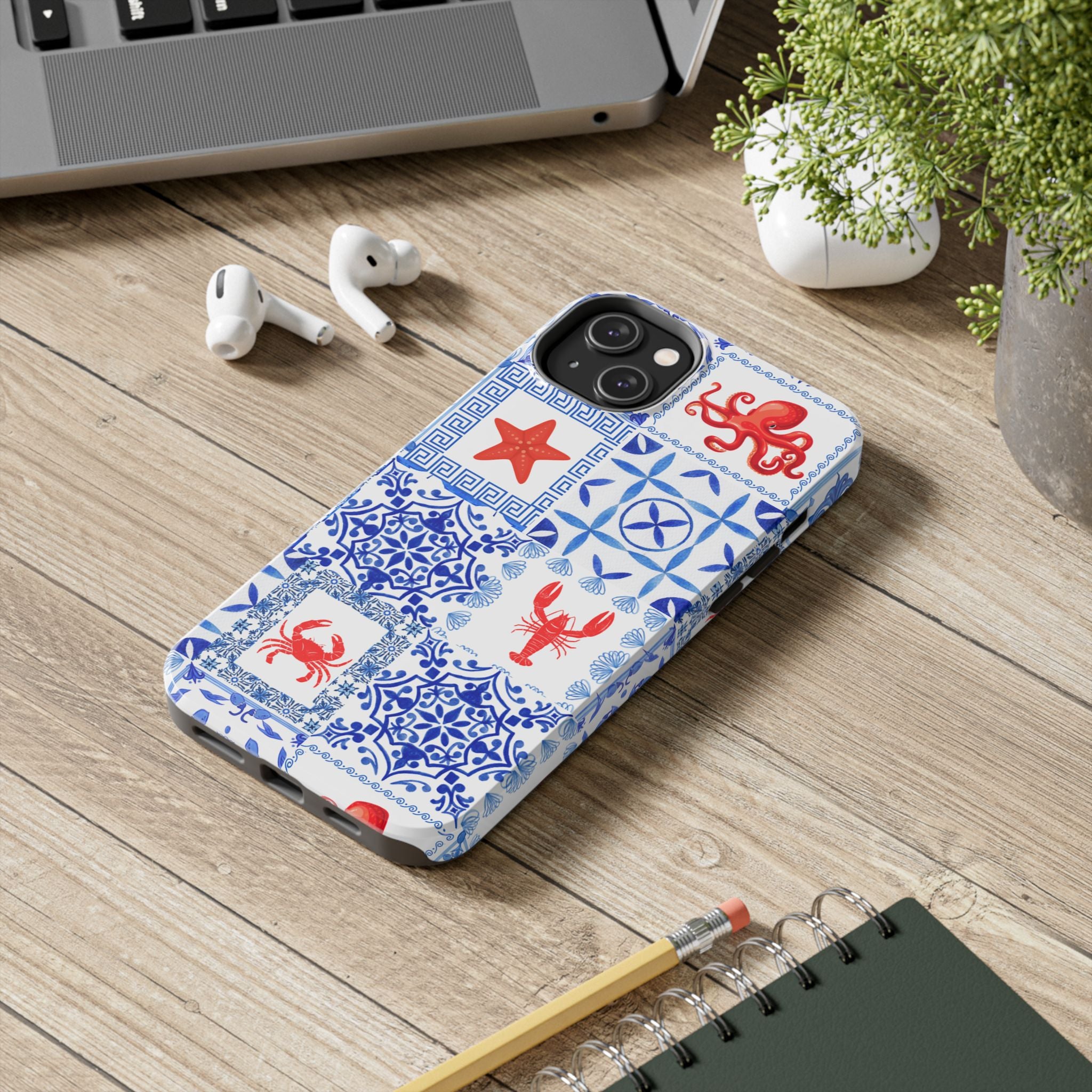 Greek Sea- Coastal Chic Phone Case - Nautical Sea Life Design, Marine Themed Tough Case, Ocean Lover Gift, Beach Decor, Summer Vibes