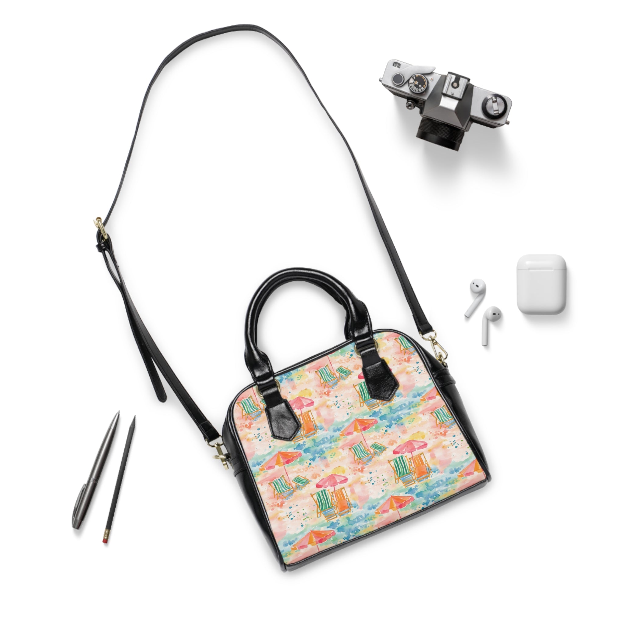 Beach Vibes-Themed Shoulder Handbag, Perfect Summer Tote, Trendy Handbag for Girls, Vacation Accessory, Fun Errand Bag
