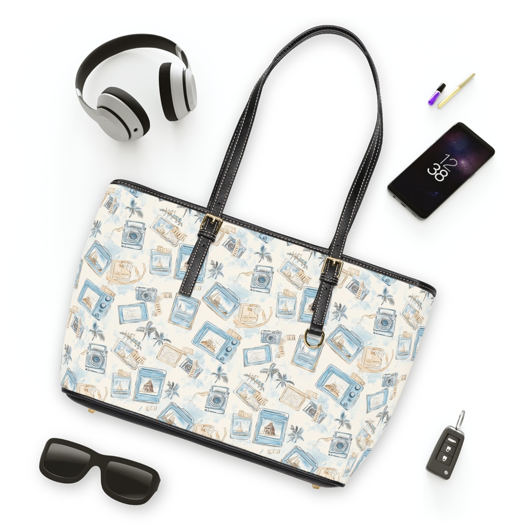 Vintage Vacay- PU Leather Shoulder Bag - Stylish Tote for Everyday, Travel, & Gifts, Trendy Fashion Accessory, Perfect for Birthdays, Holidays