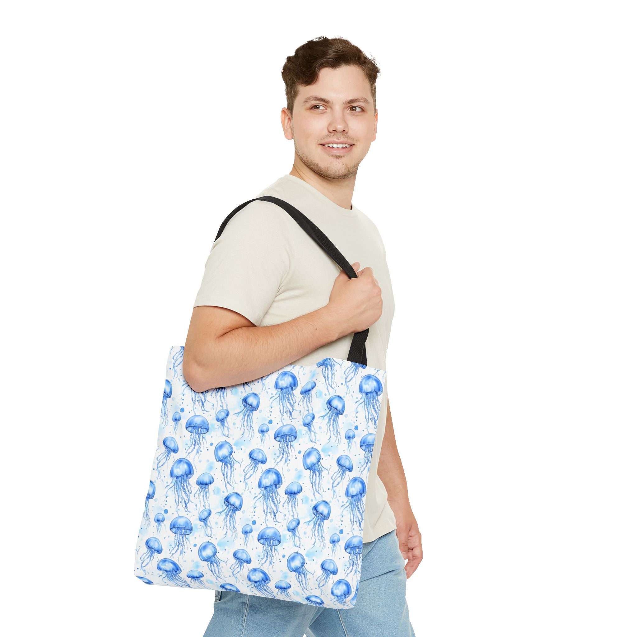 Blue Jellyfish Tote Bag - Ocean-Inspired Carryall, Beach Bag, Eco-Friendly Shopping Tote, Perfect Gift for Sea Lovers