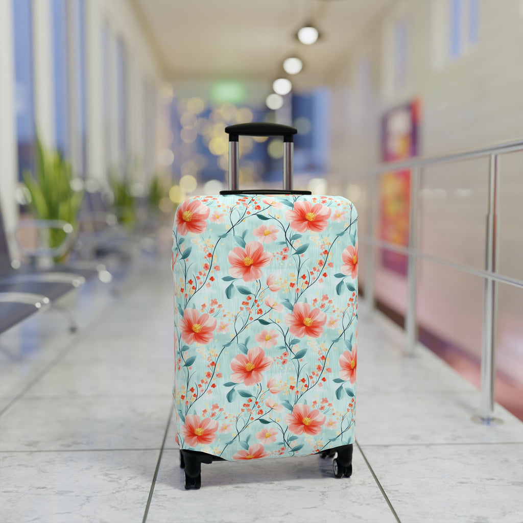 Teal Daisy - Floral Luggage Cover - Travel Accessory for Adventurers, Vacationers & Gift Seekers, Floral Pattern, Travel Essentials, Summer Trips