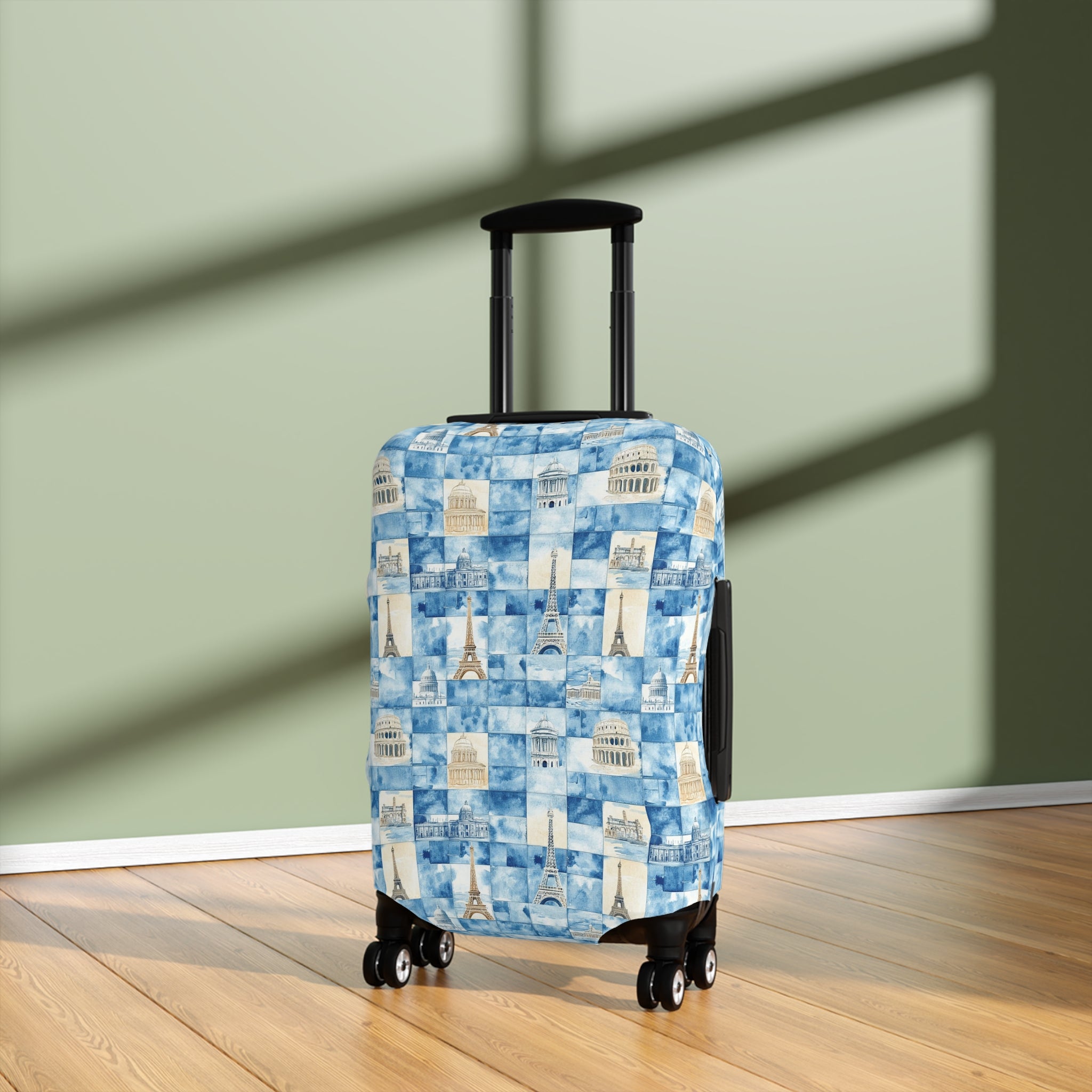 Europe- Travel Vibes Luggage Cover - Vintage Cityscape Design, Travel Accessory, Suitcase Protector, Gift for Travelers, Fun Travel Gear