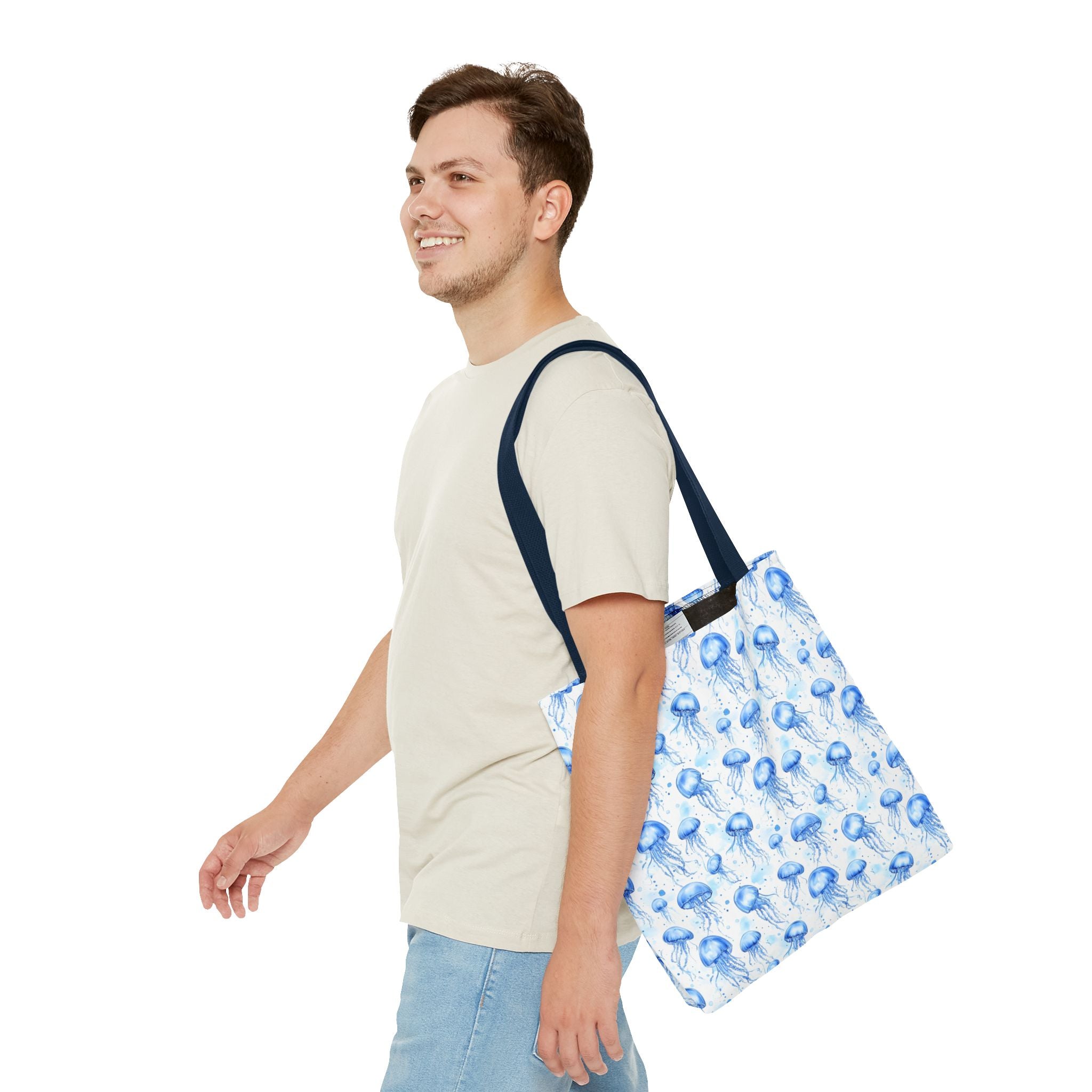 Blue Jellyfish Tote Bag - Ocean-Inspired Carryall, Beach Bag, Eco-Friendly Shopping Tote, Perfect Gift for Sea Lovers
