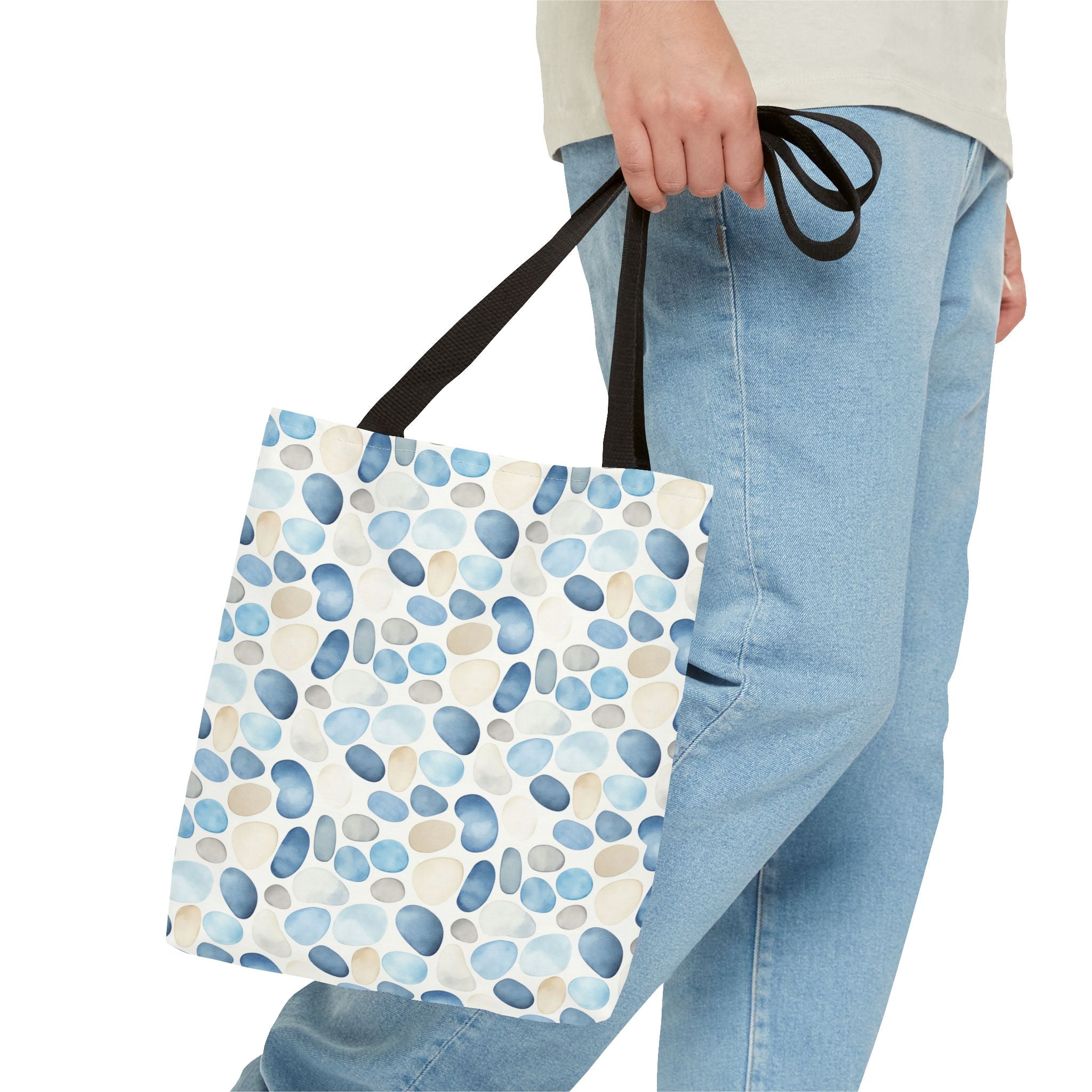 Cobble stone- Tote Bag with Blue Pebble Design | Beach Bag, Grocery Tote, Shopping Bag, Gift Bag, Eco-Friendly Tote