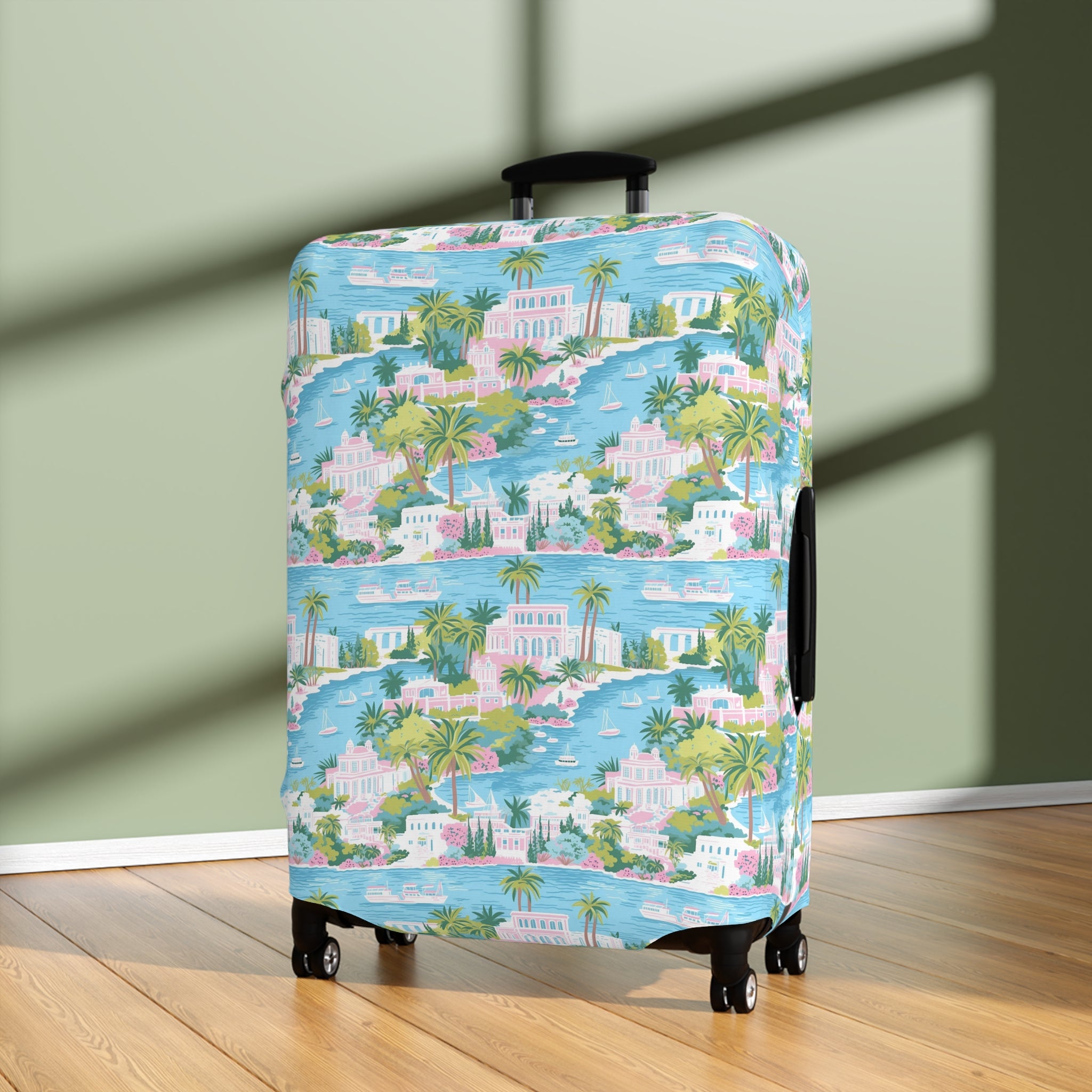 Greek Island - Tropical Luggage Cover - Travel Style, Vacation Accessory, Unique Gift, Summer Travel, Beach Getaway