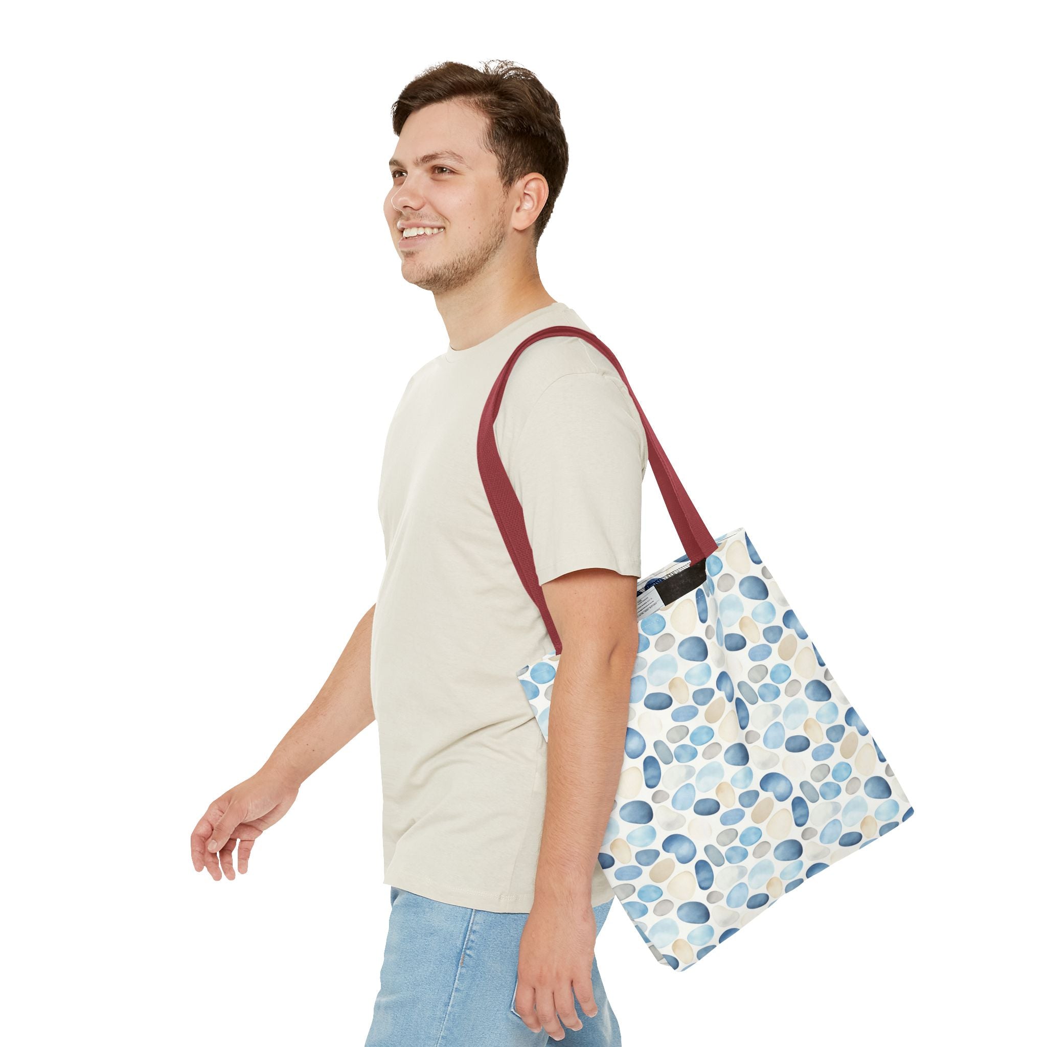Cobble stone- Tote Bag with Blue Pebble Design | Beach Bag, Grocery Tote, Shopping Bag, Gift Bag, Eco-Friendly Tote