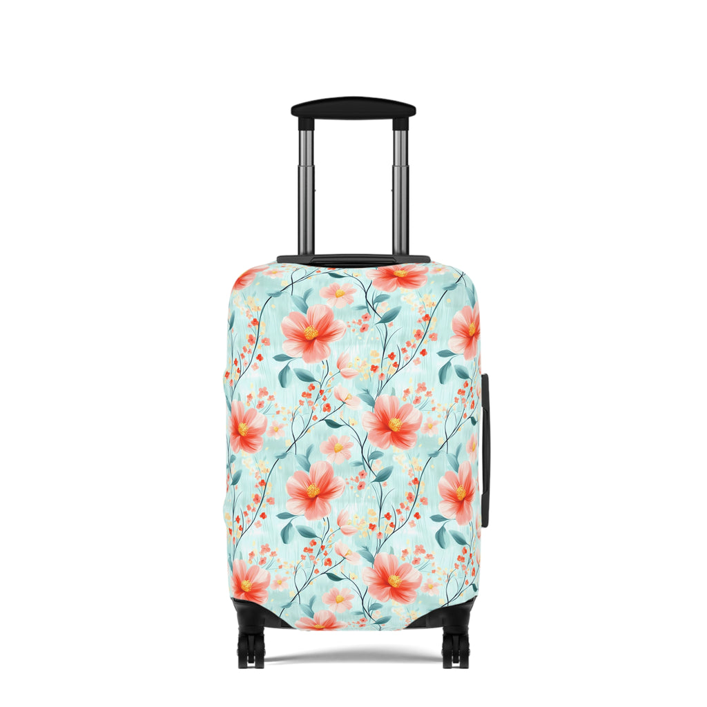 Teal Daisy - Floral Luggage Cover - Travel Accessory for Adventurers, Vacationers & Gift Seekers, Floral Pattern, Travel Essentials, Summer Trips