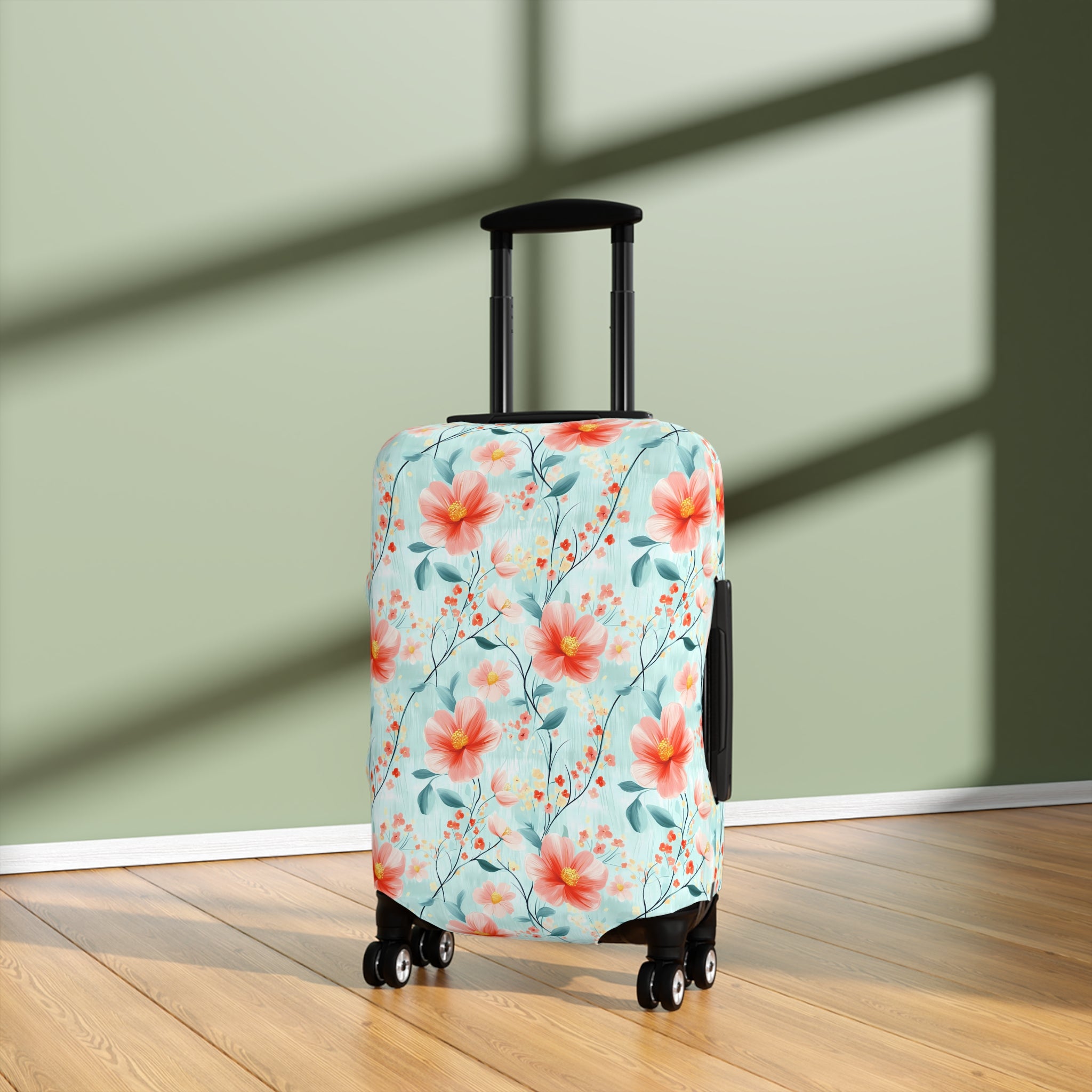 Teal Daisy - Floral Luggage Cover - Travel Accessory for Adventurers, Vacationers & Gift Seekers, Floral Pattern, Travel Essentials, Summer Trips