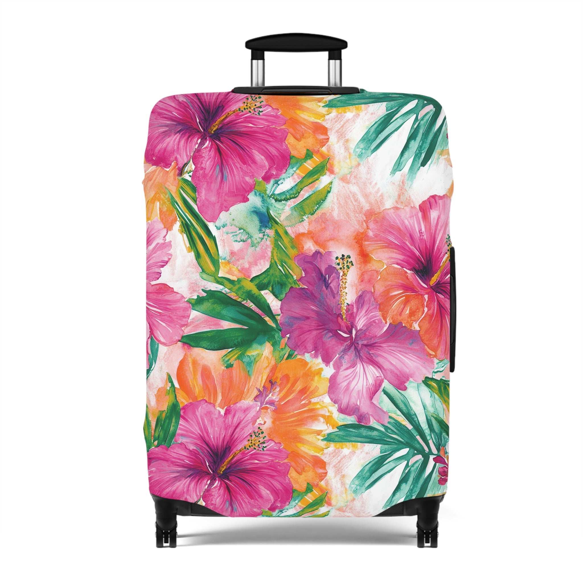 Pink Tropical Floral Luggage Cover - Travel Accessory for Stylish Vacationers, Perfect Gift for Travelers, Summer Escapes, Beach Getaways, [...]