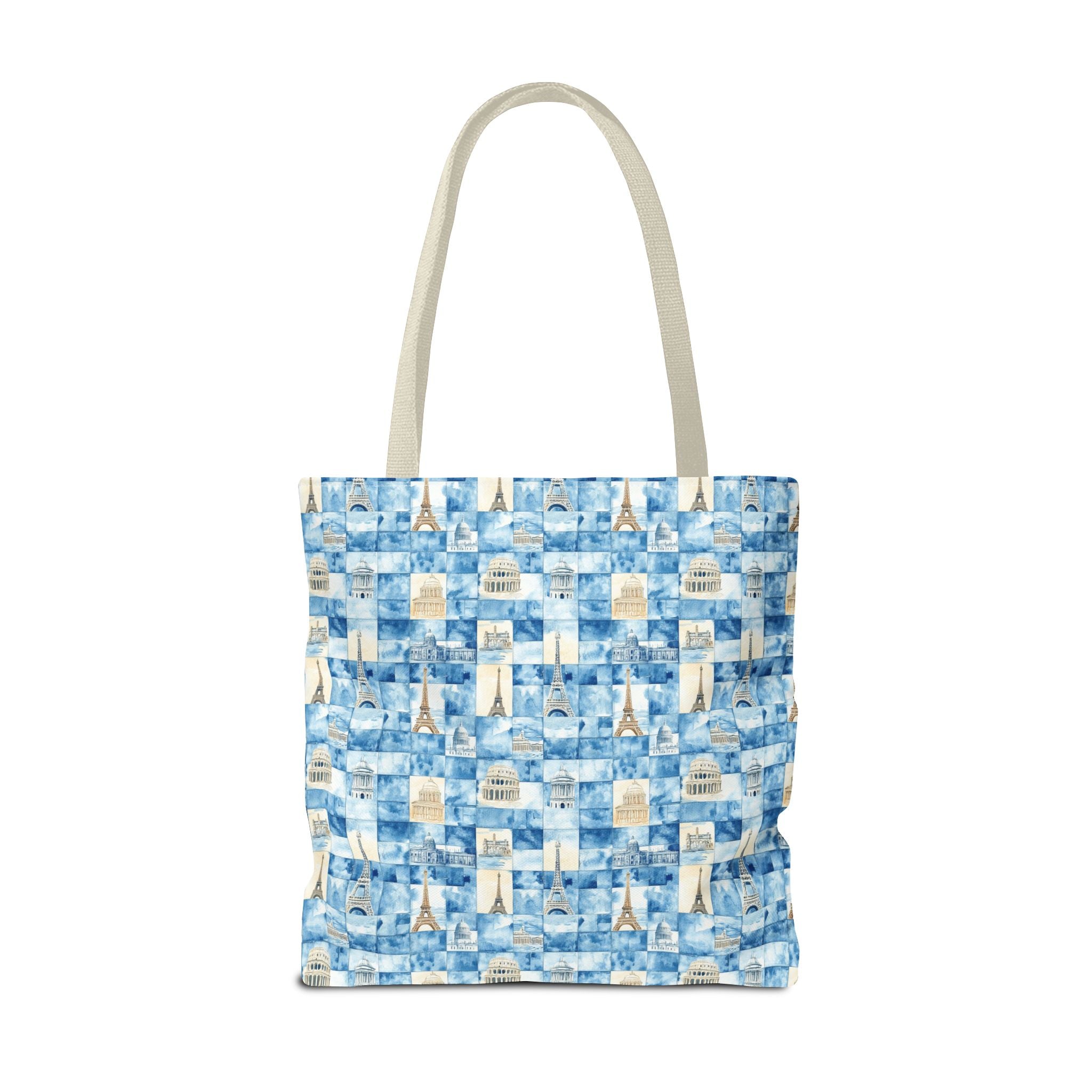Europe- Chic Tote Bag with Blue Pattern, Stylish Shopping Tote, Beach Bag, Eco-Friendly Tote, Perfect Gift for Her