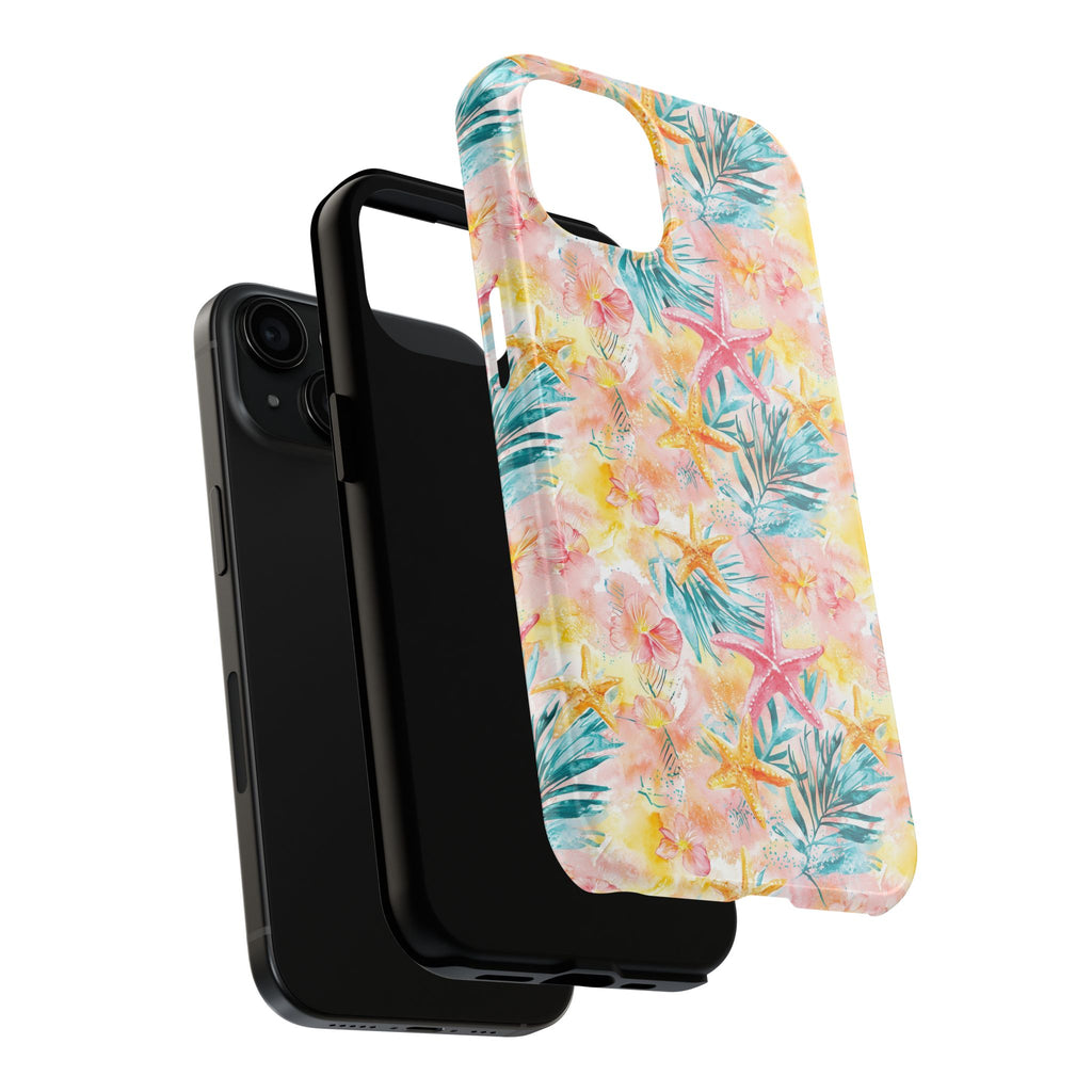 Pink Tropical Starfish- Floral Tough Phone Case - Durable Protection with a Beach Vibe, Perfect Gift for Summer Lovers, Ideal for Vacation, Fun, Stylish