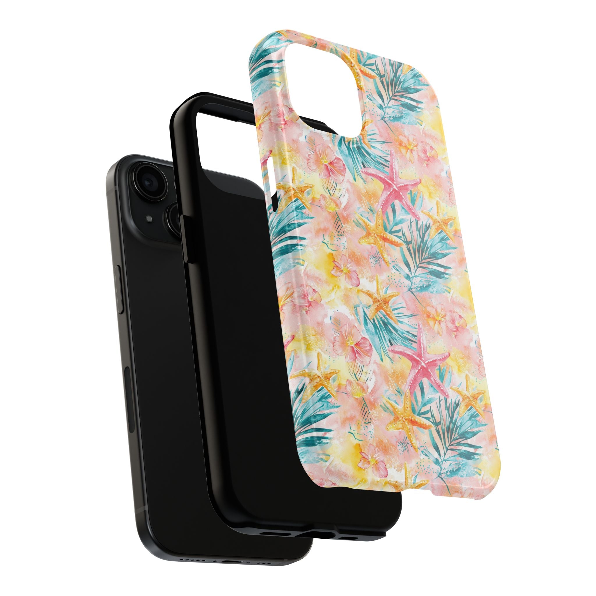 Pink Tropical Starfish- Floral Tough Phone Case - Durable Protection with a Beach Vibe, Perfect Gift for Summer Lovers, Ideal for Vacation, Fun, Stylish