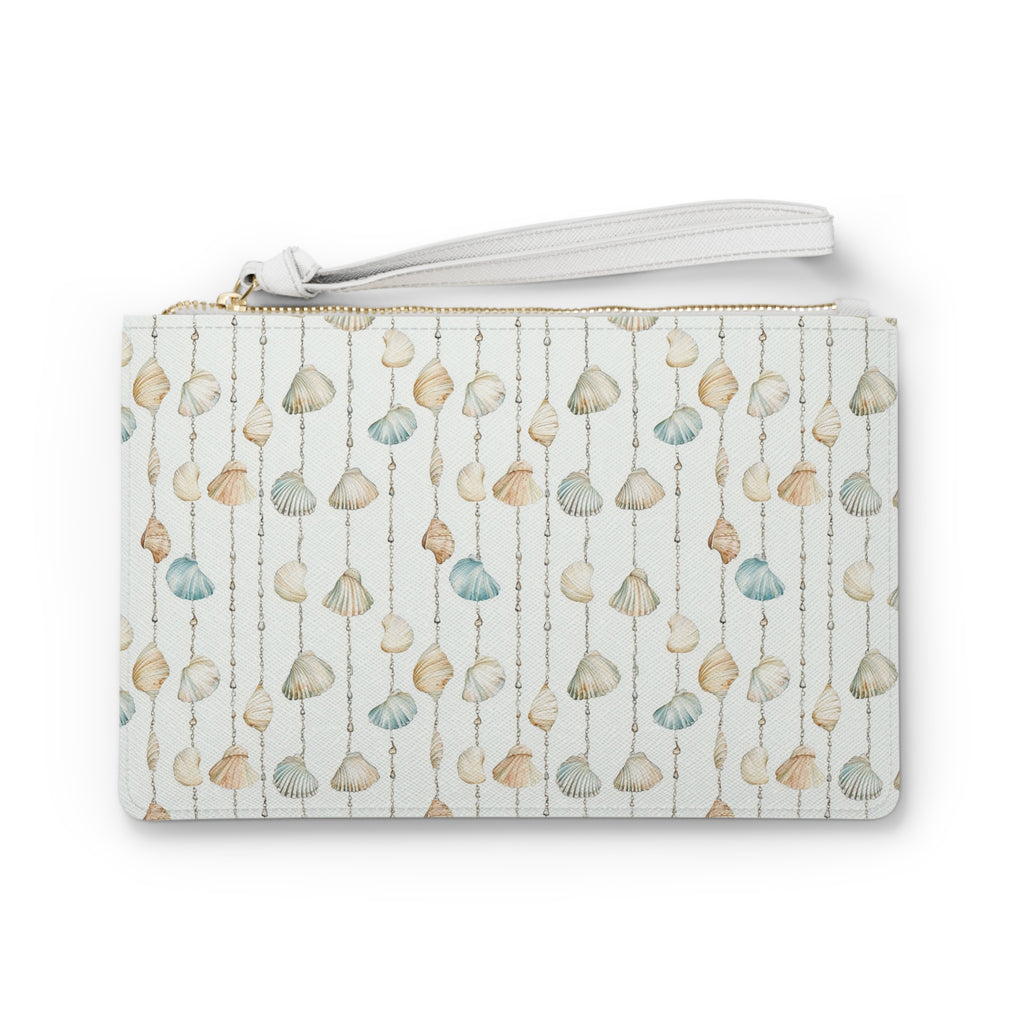 Seashell Lover Vegan Leather Clutch Bag- Coastal Charm, Beachy Accessory for Summer Adventures, Boho Style Purse, Ideal for Travel, Gifts for Her, Resort Wear