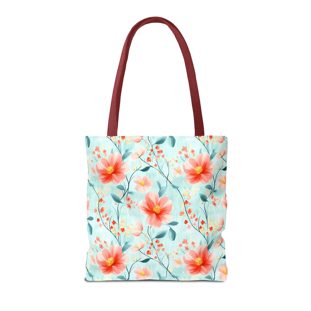 Teal Daisy - Floral Tote Bag, Boho Chic Carryall, Beach Bag, Gifts for Her, Spring Fashion Accessory, Eco-Friendly Shopping Bag