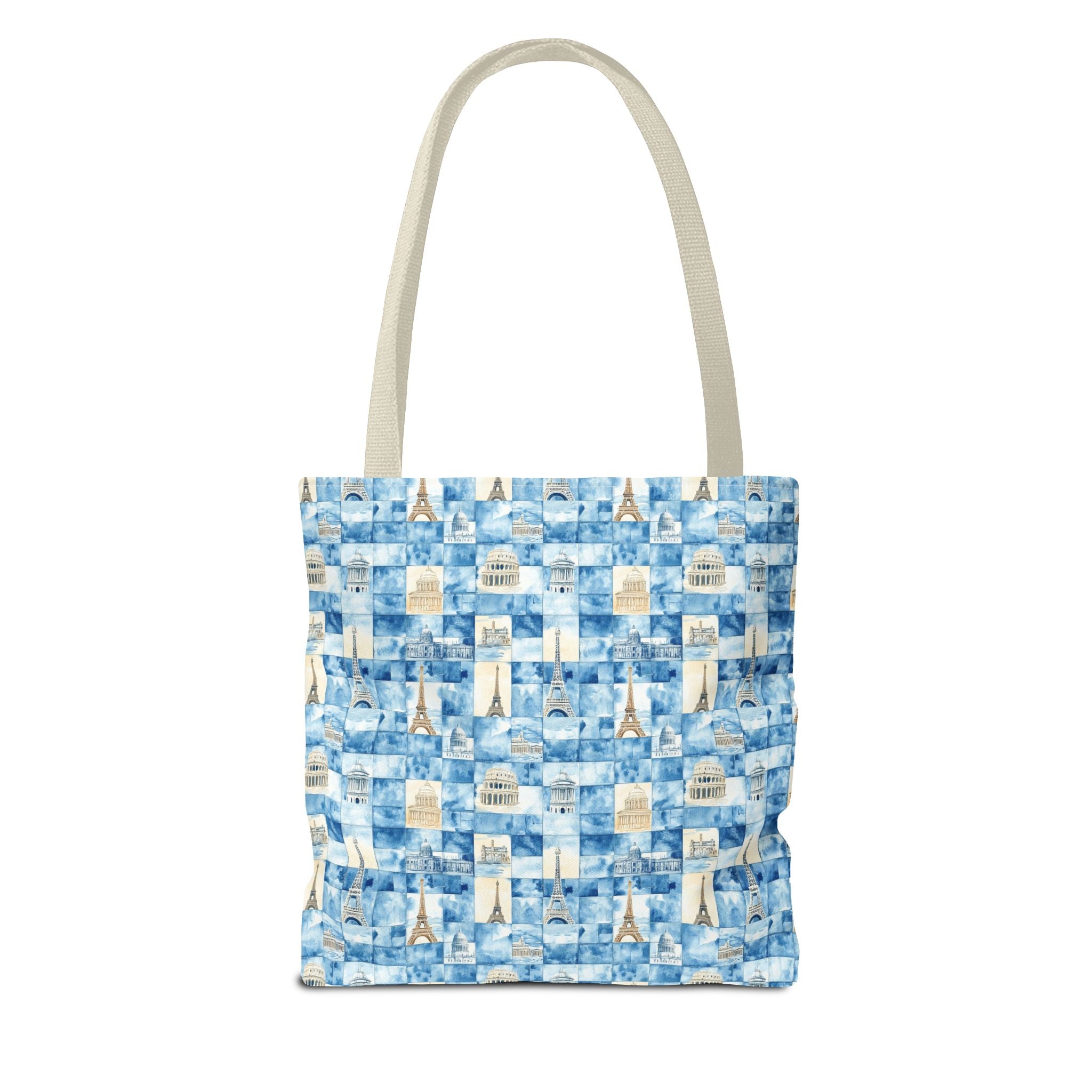 Europe- Chic Tote Bag with Blue Pattern, Stylish Shopping Tote, Beach Bag, Eco-Friendly Tote, Perfect Gift for Her