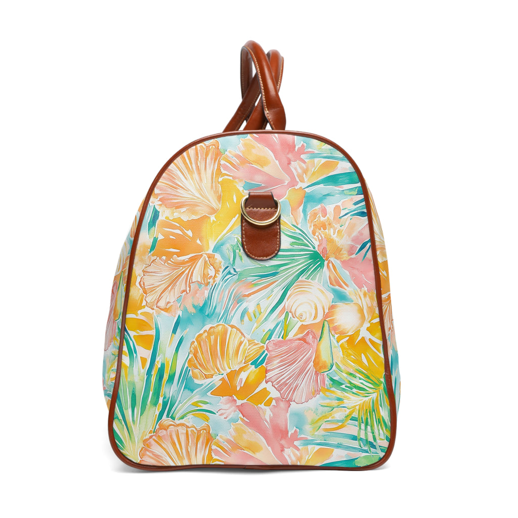 Neon Tropics - Vibrant Waterproof Travel Bag, Beach Tote, Weekender Duffle, Floral Luggage, Perfect for Summer Vacations, Travel Essentials