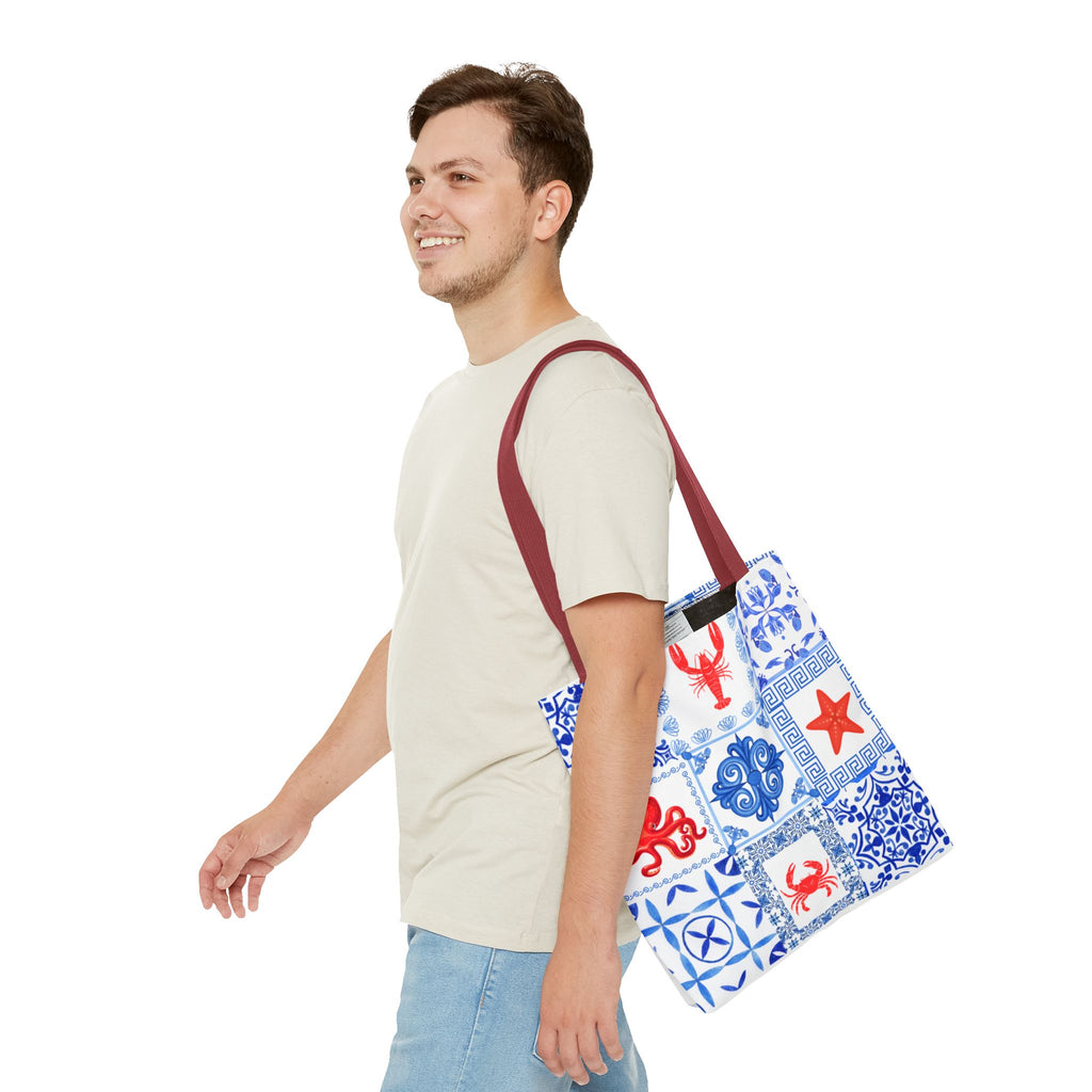 Greek Sea - Ocean-Inspired Tote Bag, Nautical Style, Beach Bags, Gift for Her, Summer Accessory, Trendy Shopping Tote, AOP Design