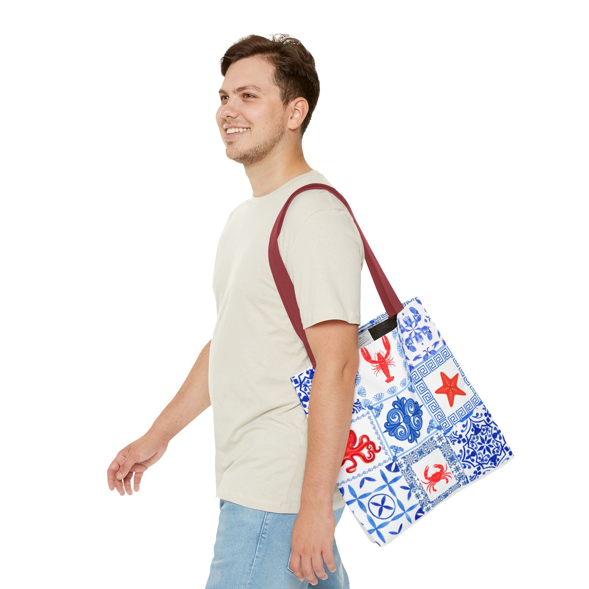 Greek Sea - Ocean-Inspired Tote Bag, Nautical Style, Beach Bags, Gift for Her, Summer Accessory, Trendy Shopping Tote, AOP Design