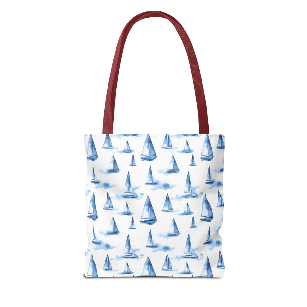 Blue Sail Boat - Nautical Tote Bag, Sailboat Shopping Bag, Beach Tote, Gift for Sailors, Vacation Accessory, Summer Bag