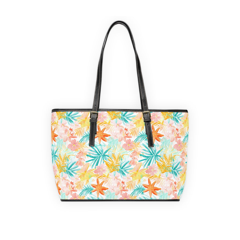 Tropical Starfish- PU Leather Shoulder Bag - Perfect for Day Trips, Beach Outings, or Vacation - Stylish Tote, Summer Handbag, Gift for Her