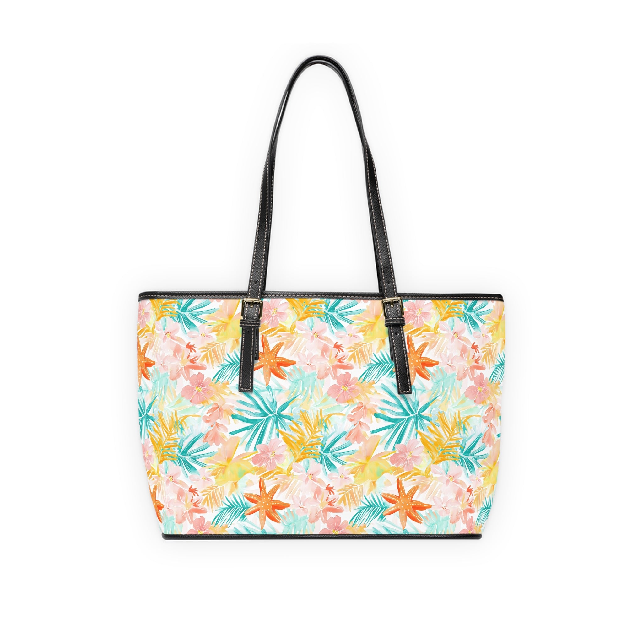 Tropical Starfish- PU Leather Shoulder Bag - Perfect for Day Trips, Beach Outings, or Vacation - Stylish Tote, Summer Handbag, Gift for Her