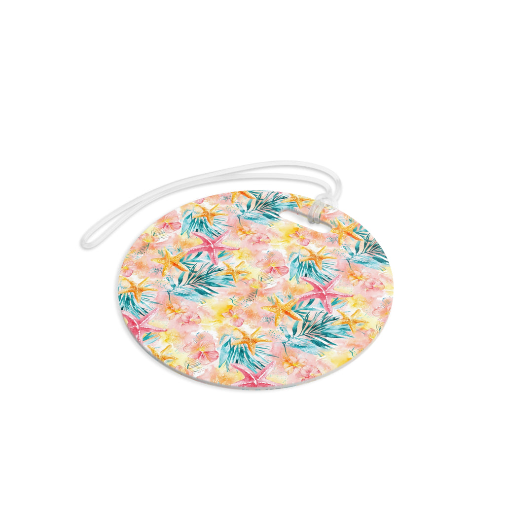 Pink Tropical Starfish Luggage Tag, Travel Accessories, Luggage, Vacation must have, Beach Vacation Supplies