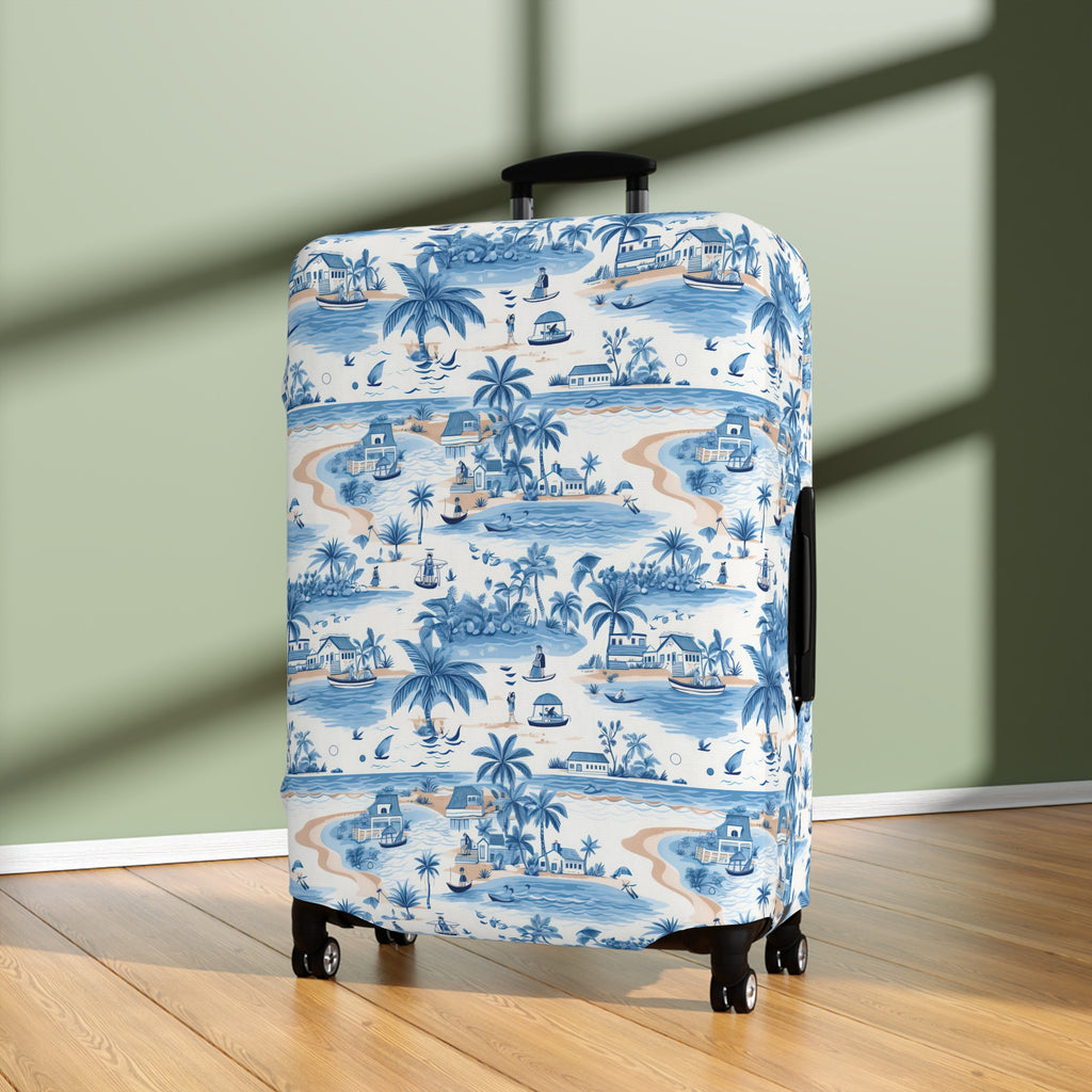 Tropical Blue- Chic Travel Luggage Cover | Stylish Case for Suitcase, Travel Accessory, Gift for Travelers, Personalized Luggage Protection